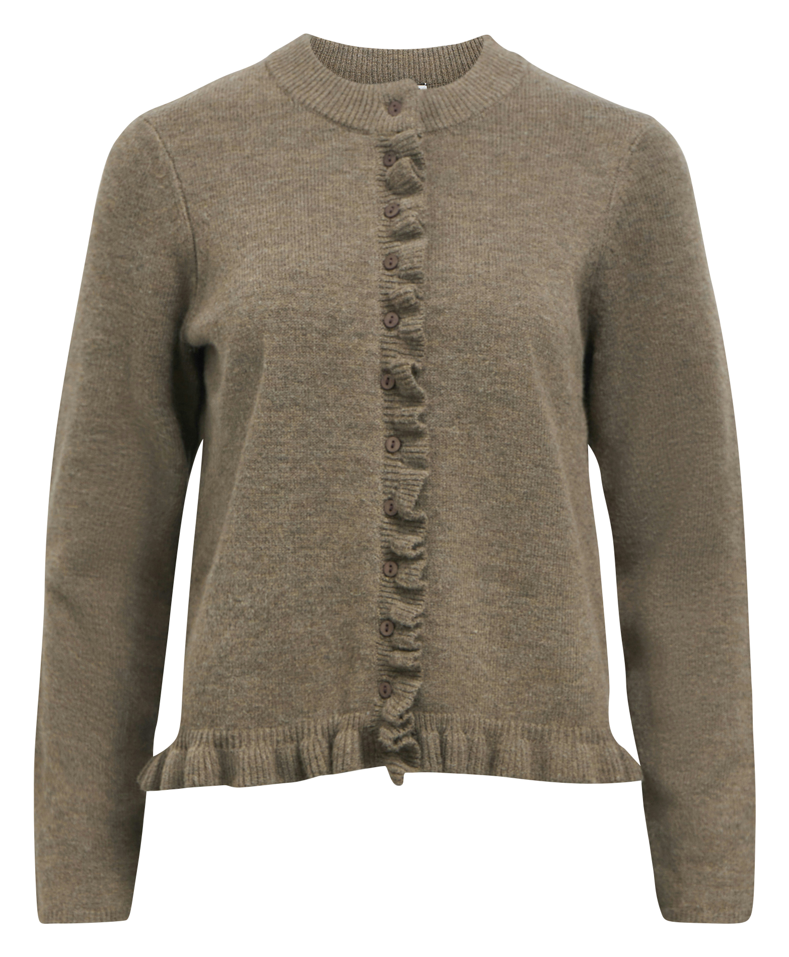 Round-neck cardigan OBJECT Brown