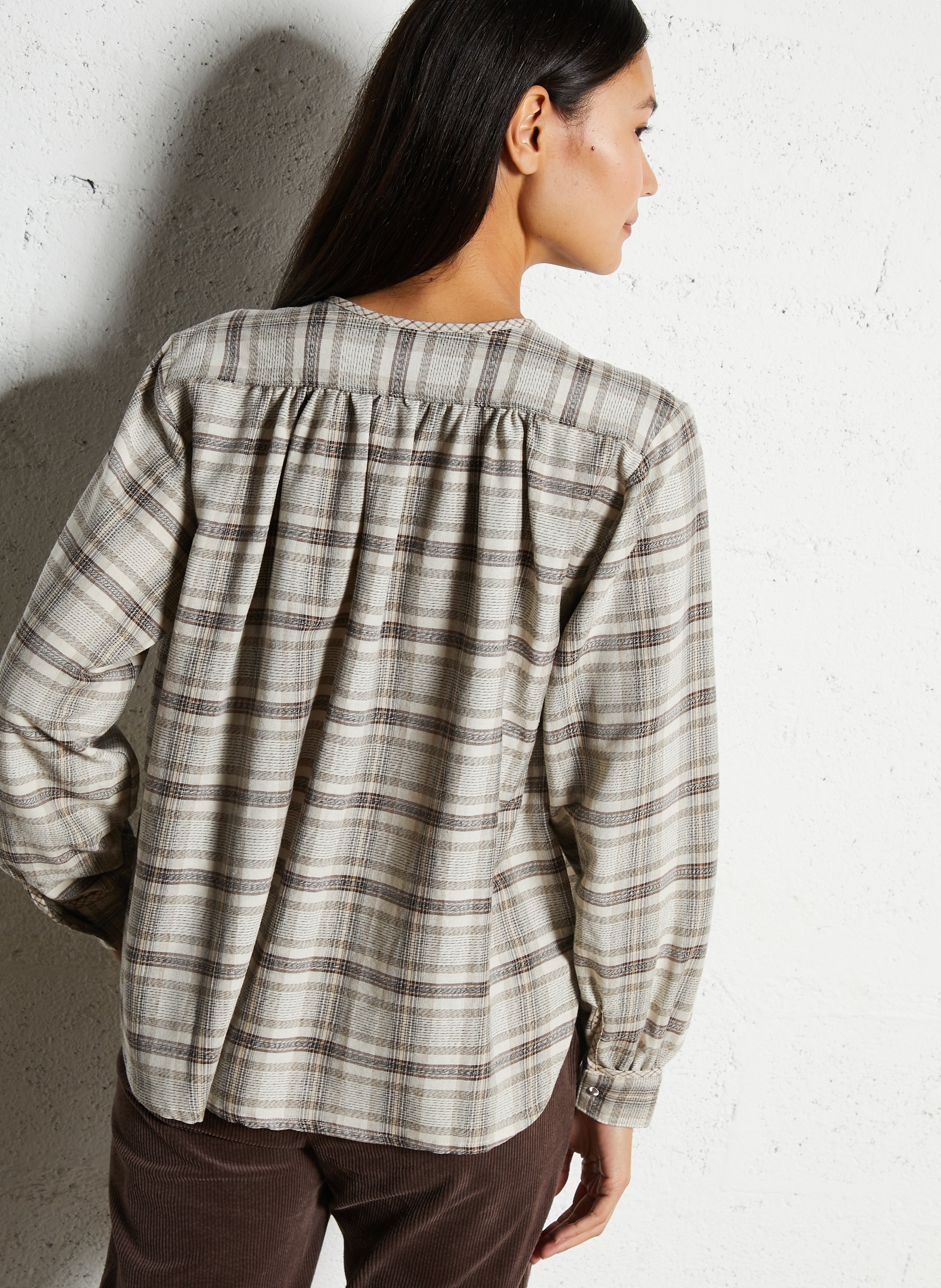 Oversized striped shirt with ruffles HOD PARIS Beige