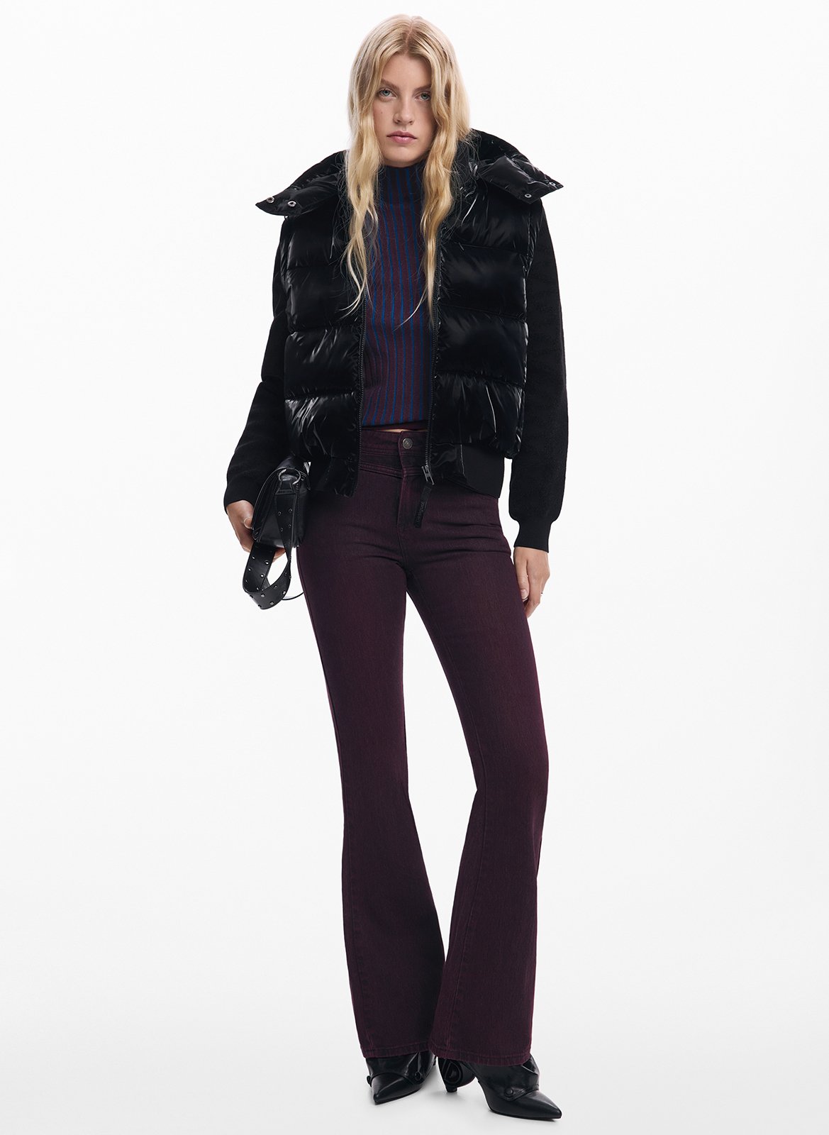 Veste matelassée convertible brillante DESIGUAL Noir