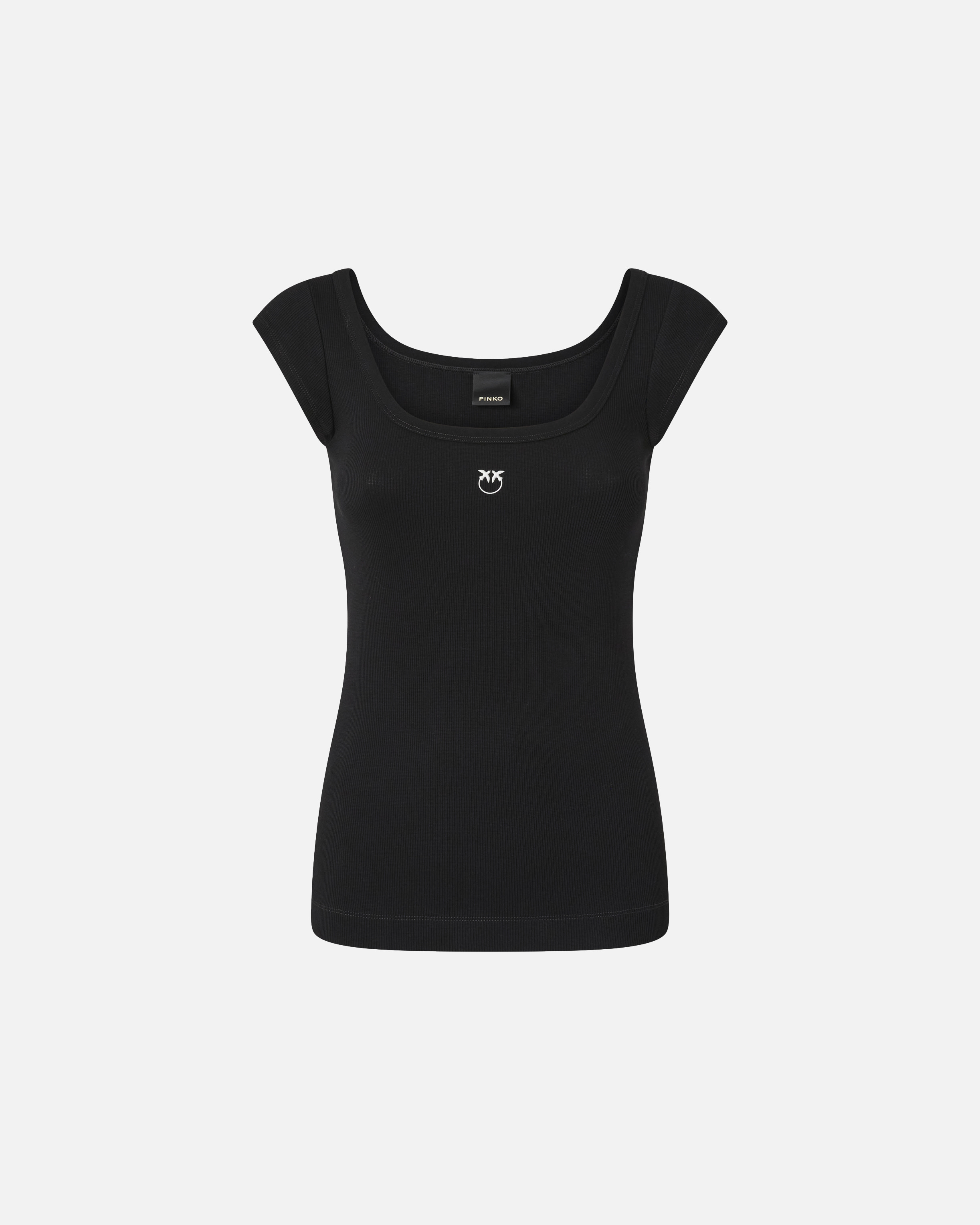 Ribbed top with love birds logo PINKO Black