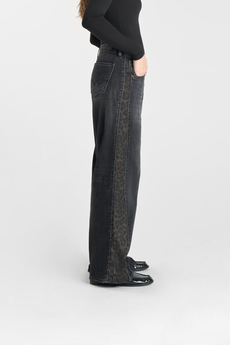 Flare wide leg jeans, length 34 LE TEMPS DES CERISES Black