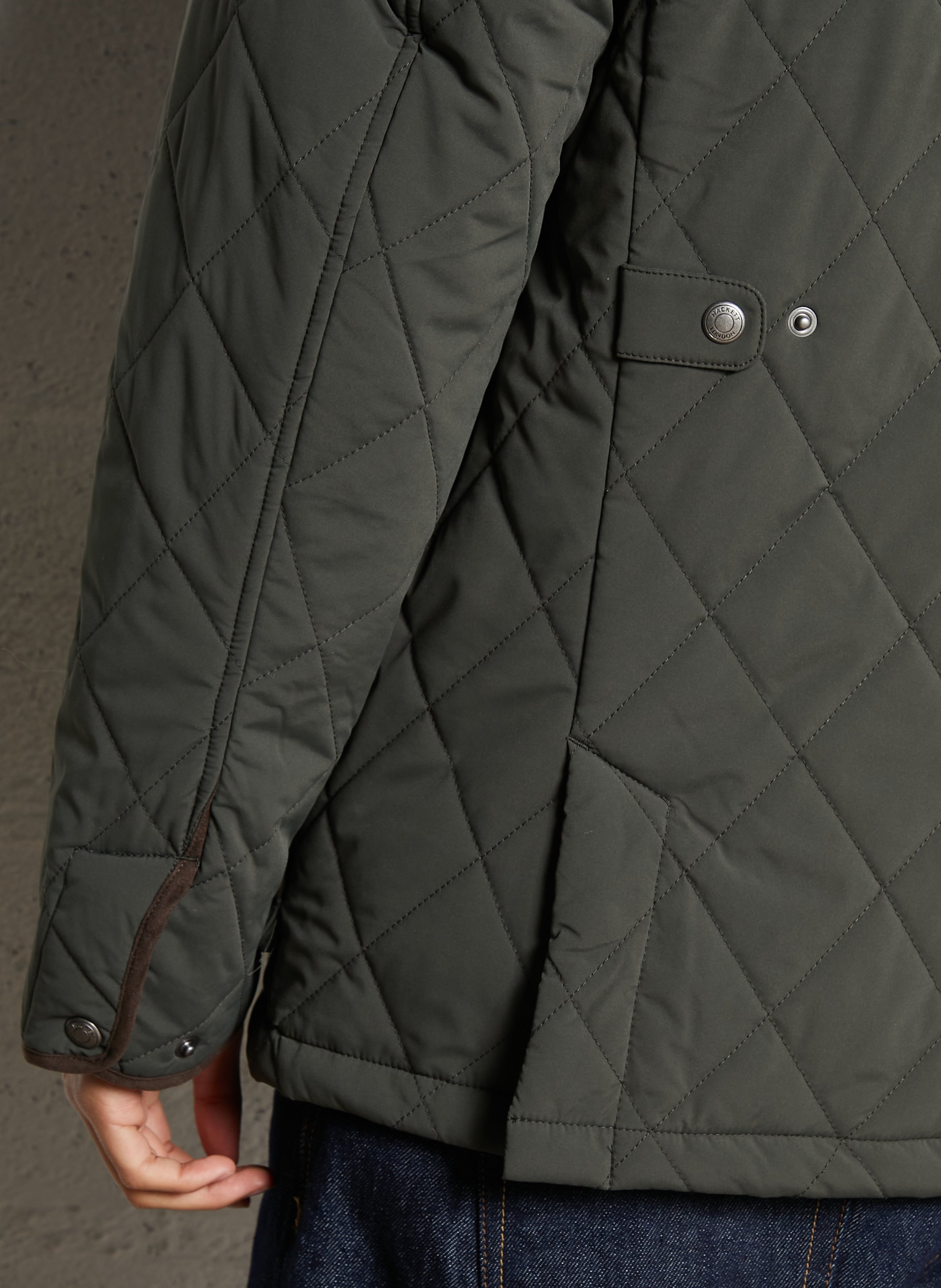 Manteau matelassé à col velours côtelé HACKETT Vert