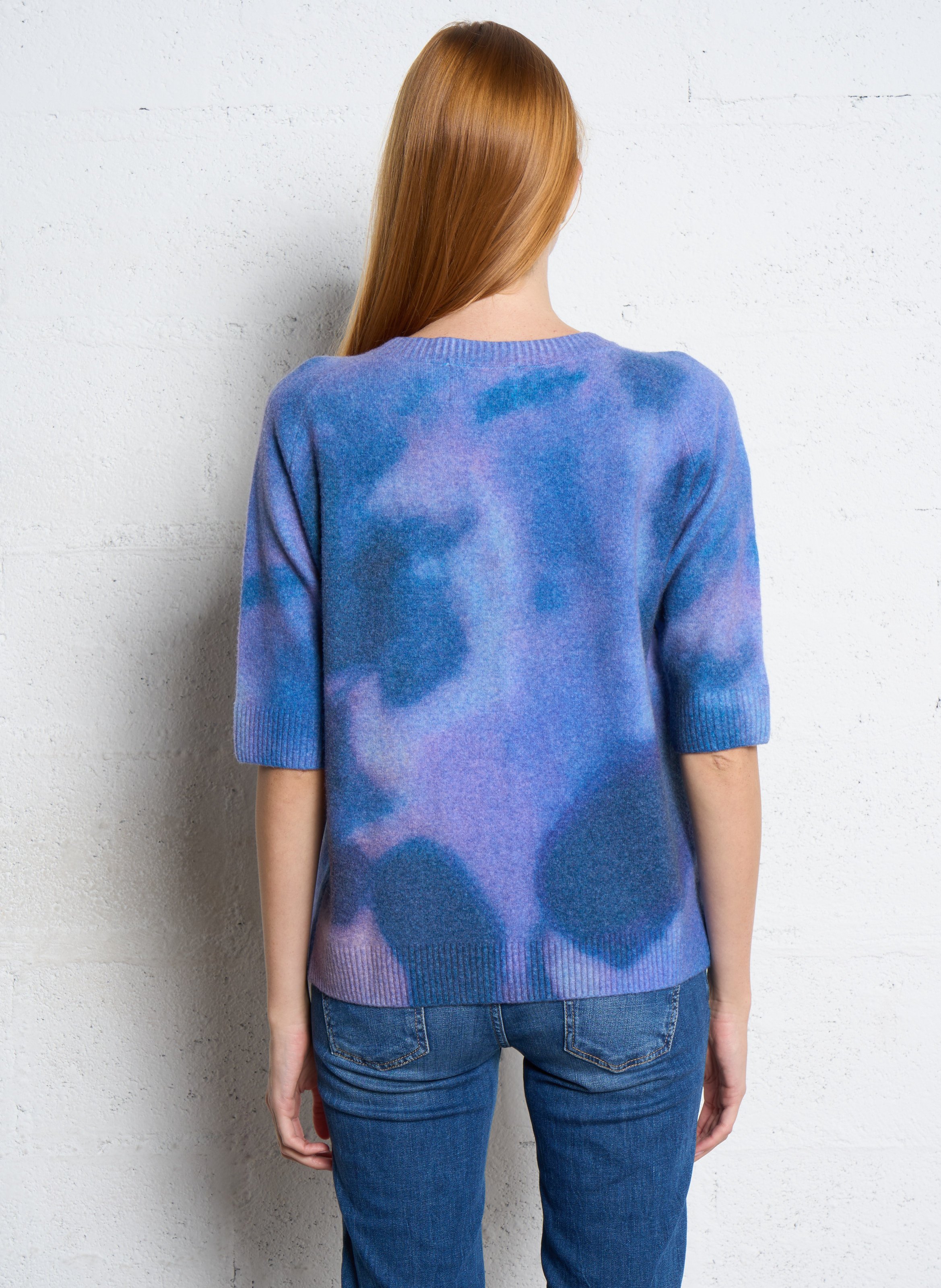 Pull col rond en laine mélangée LEON & HARPER Bleu