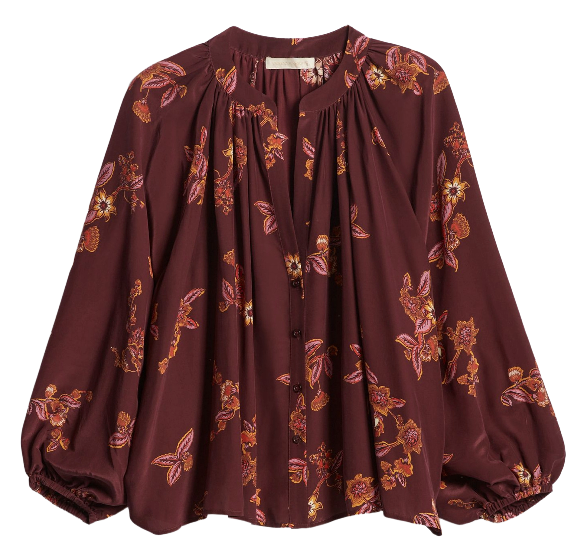 Oversized tunic collar printed blouse VANESSA BRUNO Red