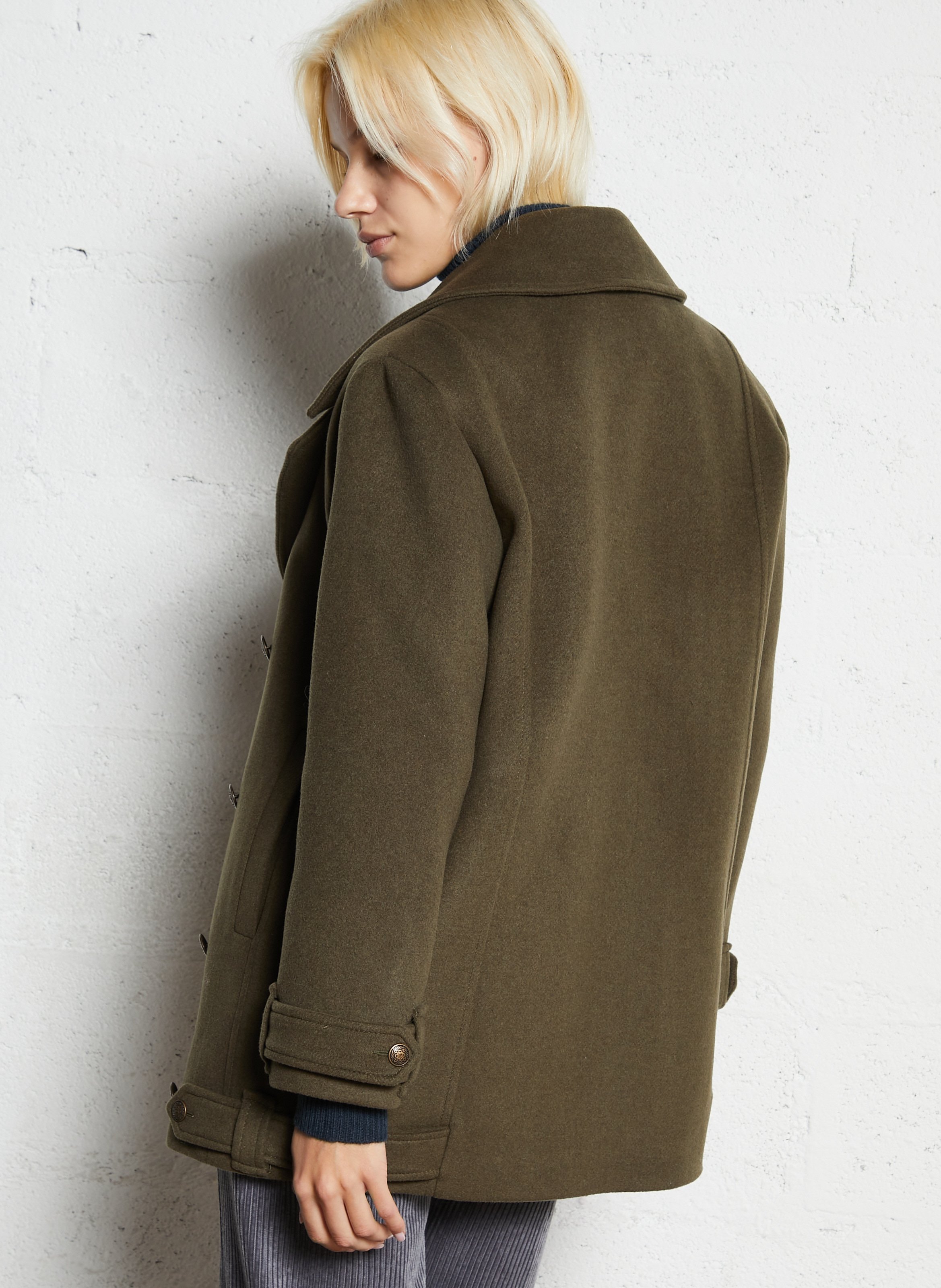 Solid buttoned straight coat MAISON 123 Khaki