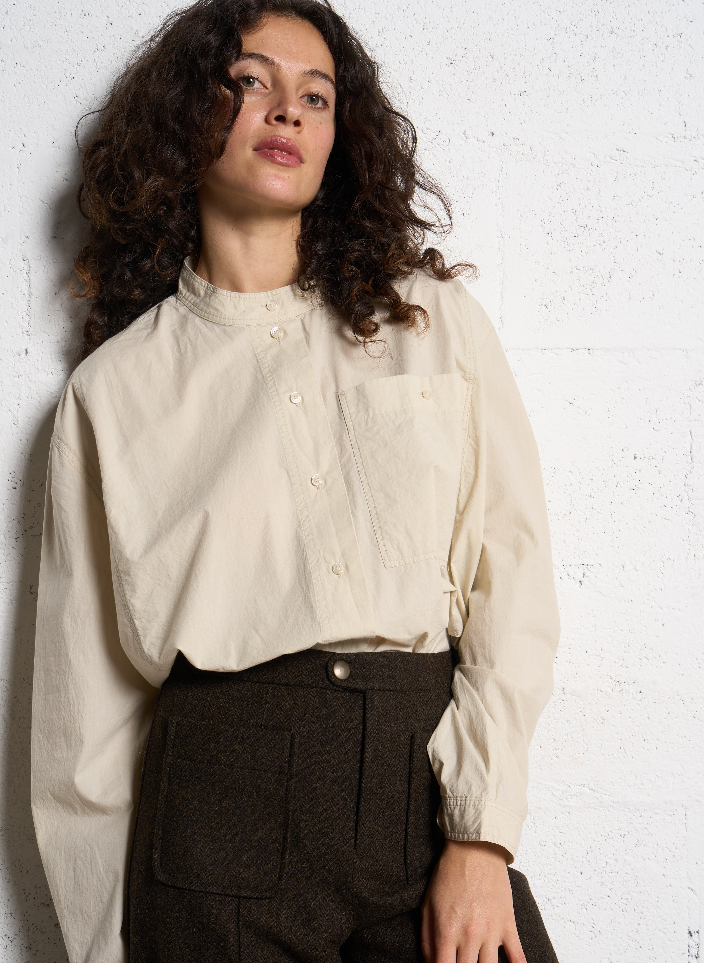 Bluse aus Bio-Baumwolle mit Rundhalsausschnitt SOEUR Beige