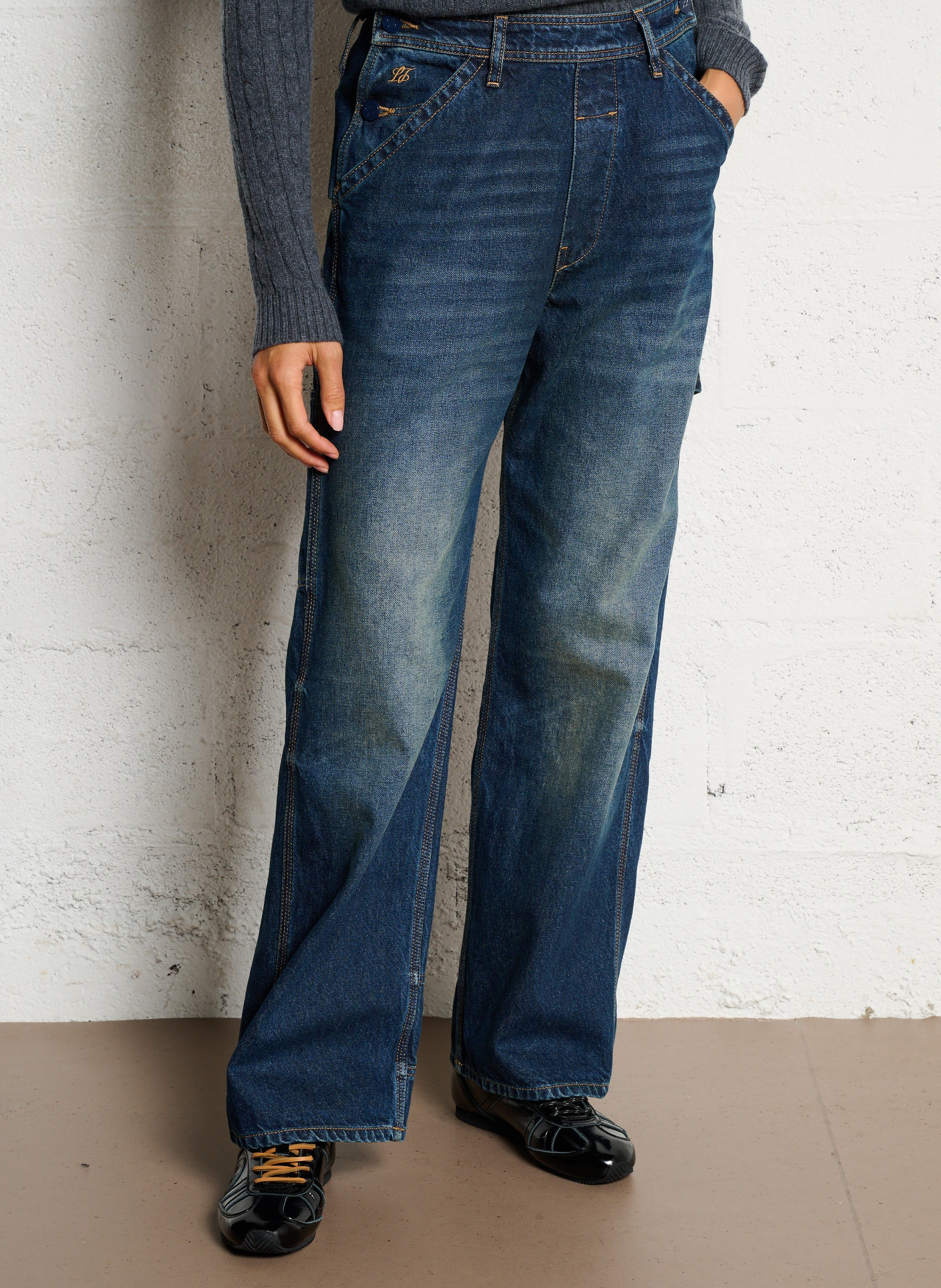 Jean droit en coton LAURENCE BRAS Bleu