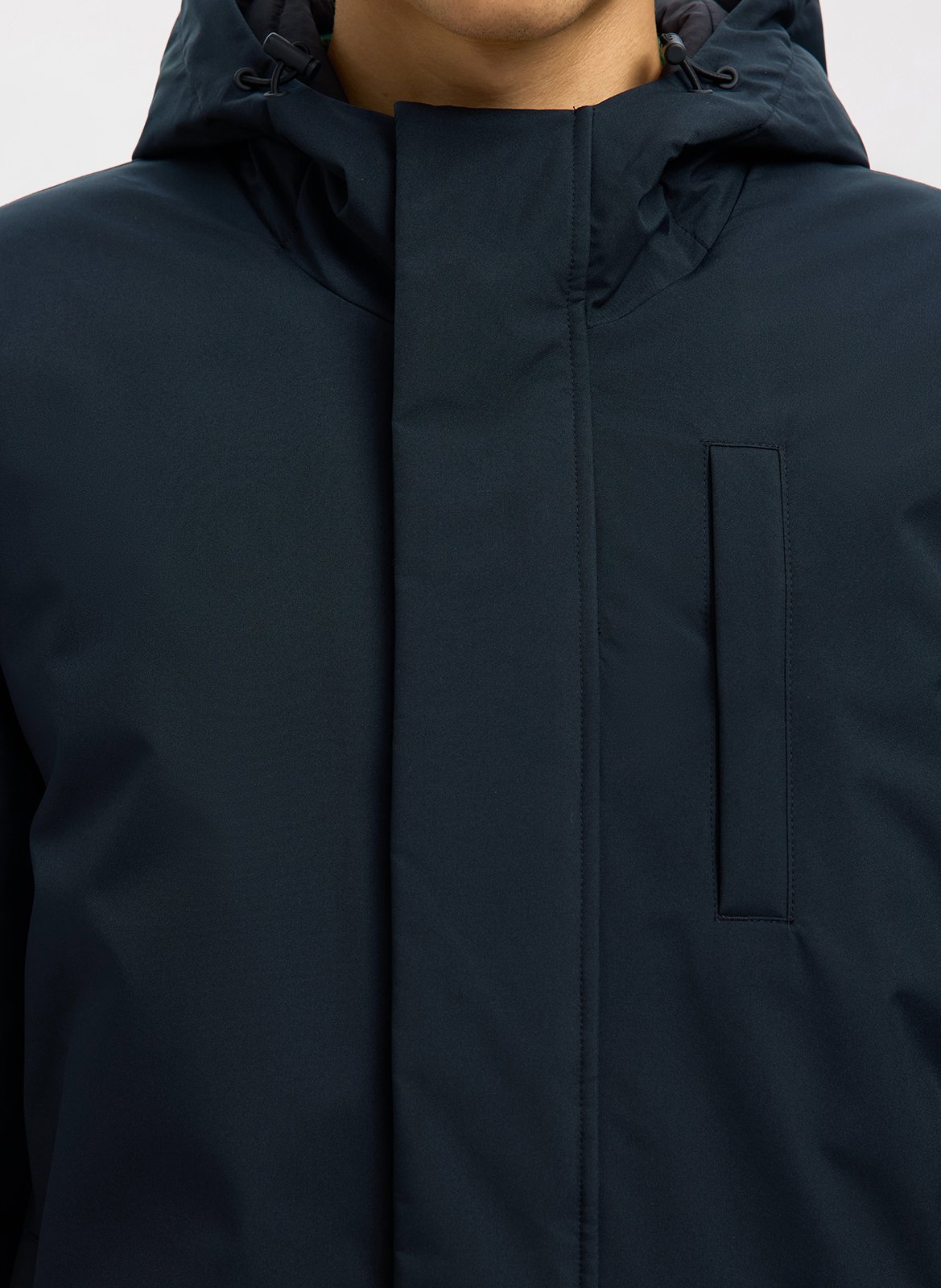 Straight parka with high collar in recycled fibers SELECTED Black