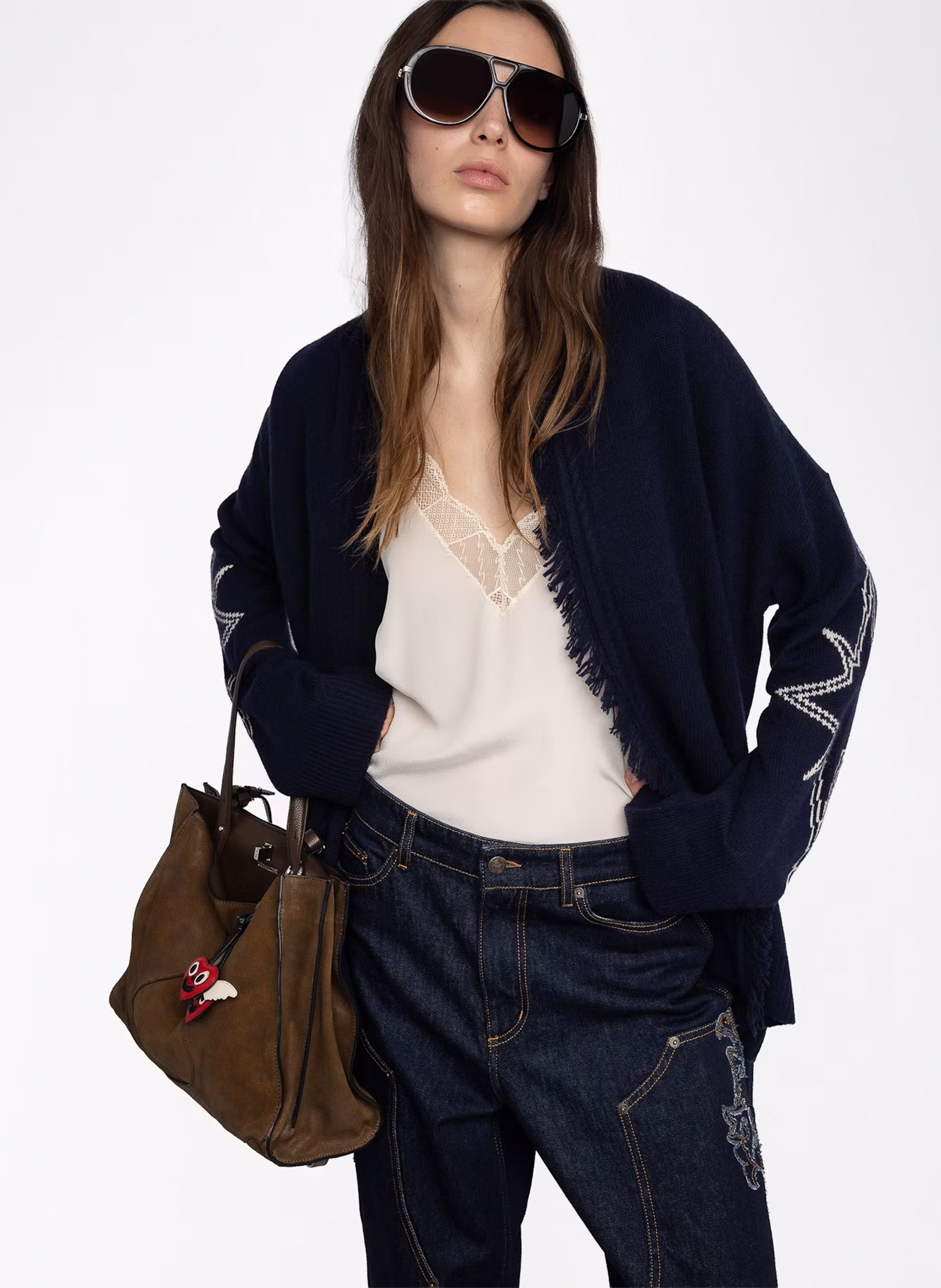 Jas met V-hals van wol en kasjmier ZADIG&VOLTAIRE Blauw