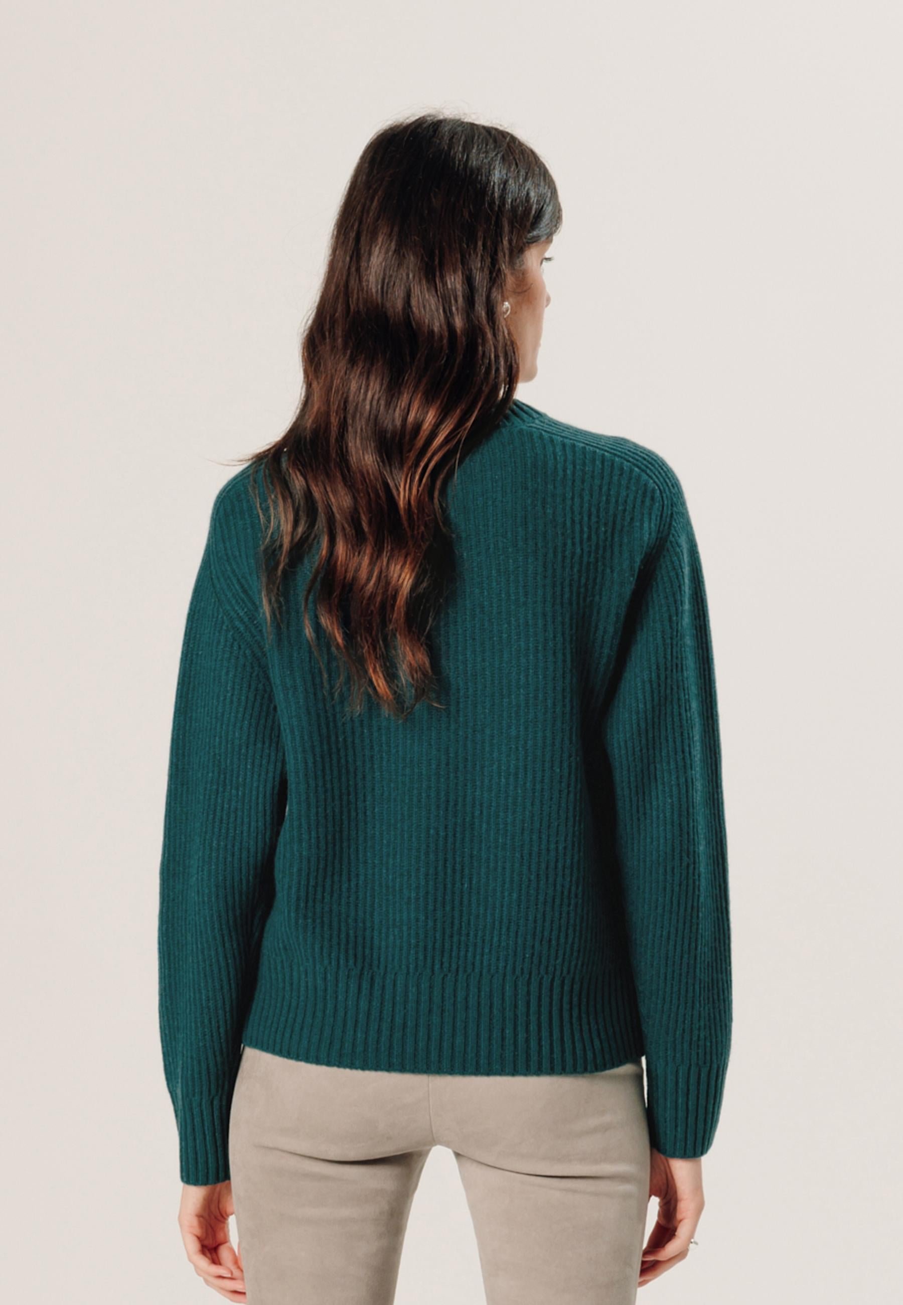 Ribbed round-neck cashmere sweater RODIER Green