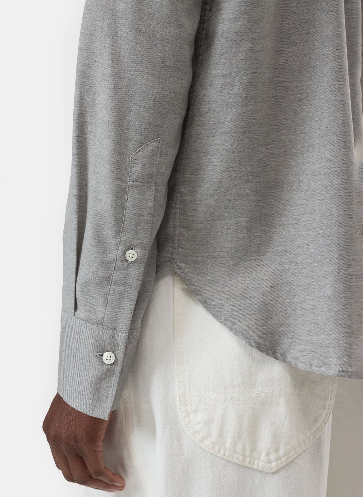 Chemise oversize col classique en coton et cachemire CLOSED Gris