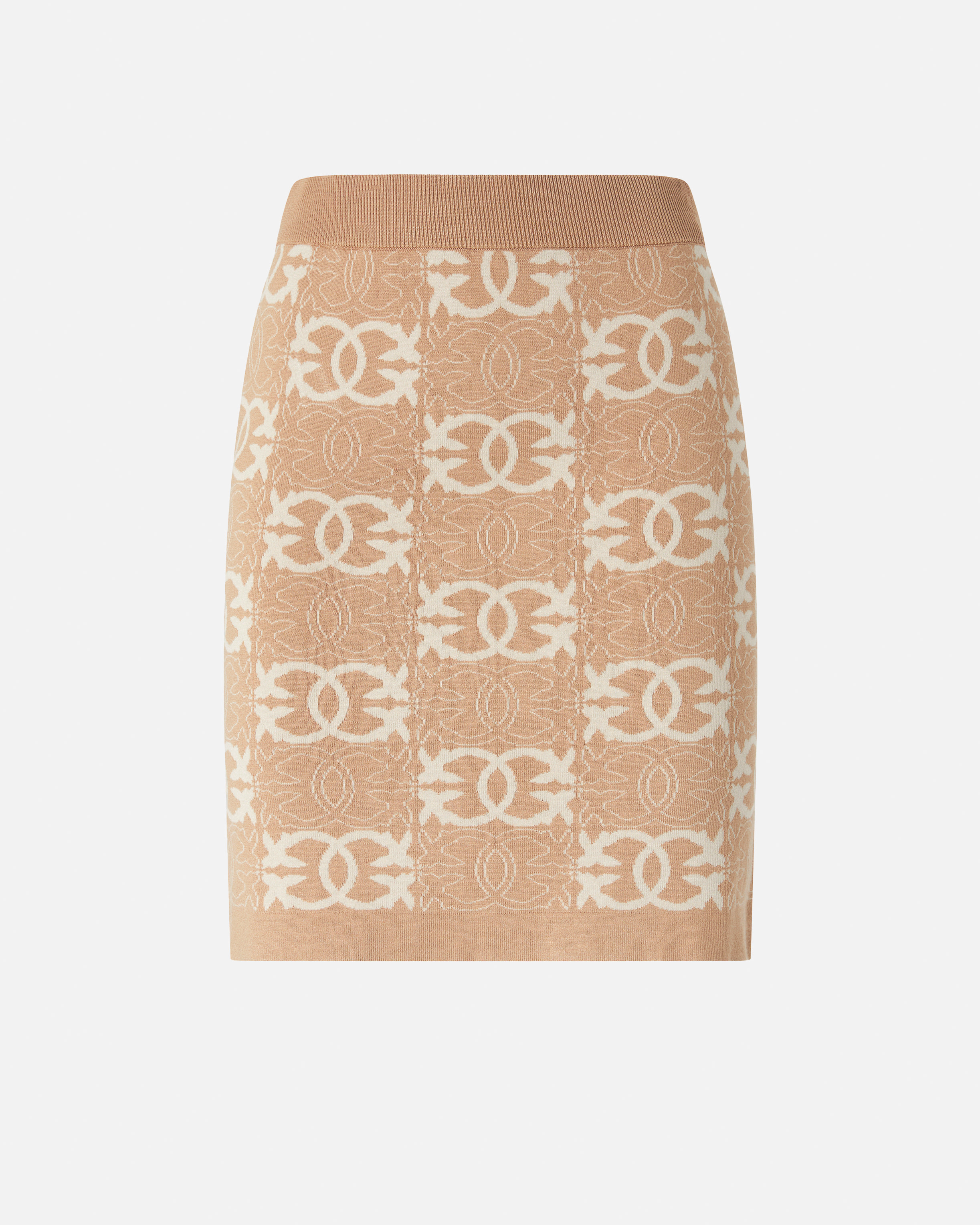 Mini skirt with love birds logo PINKO Brown