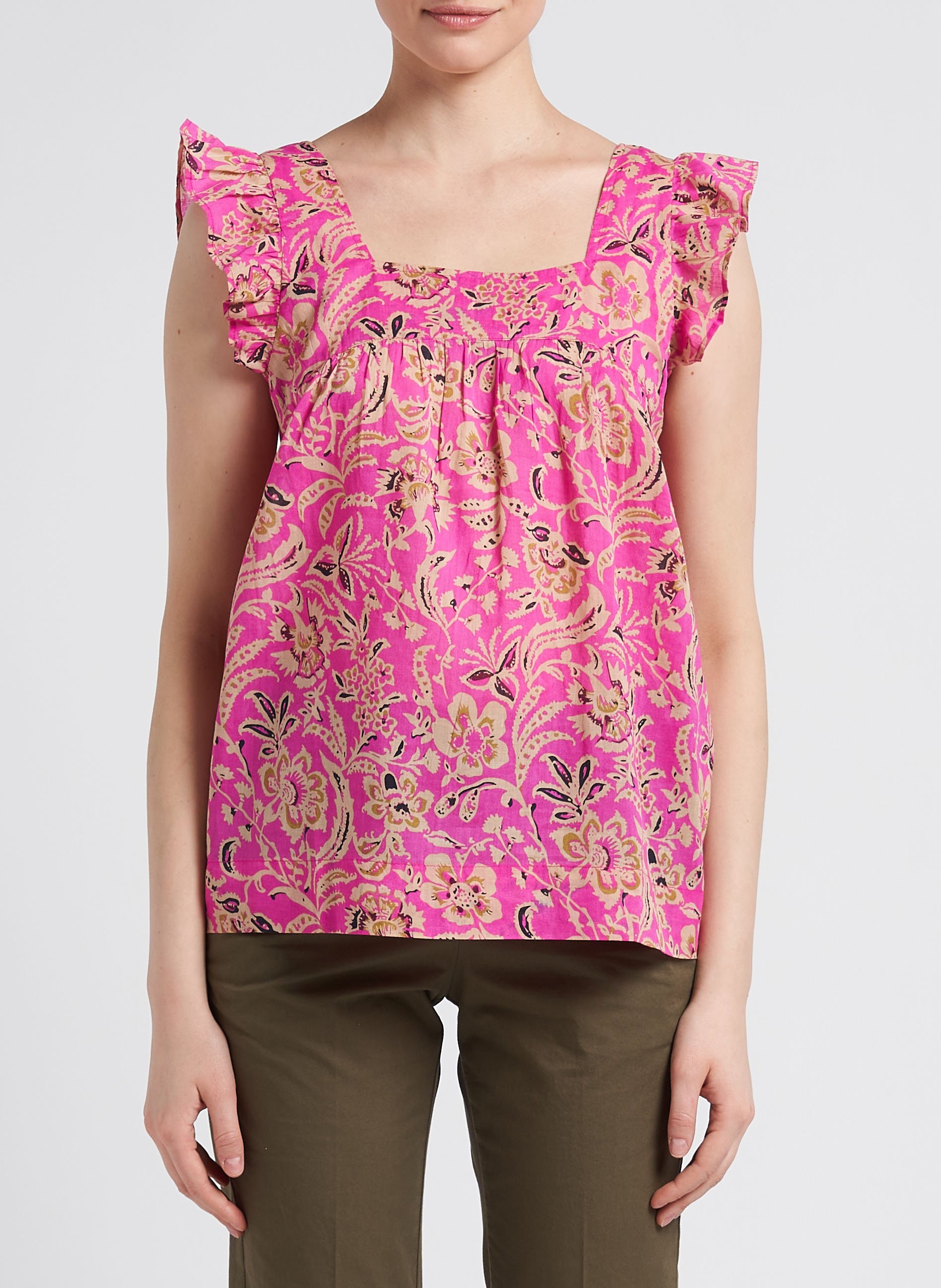 Geblümtes Top aus Baumwolle HARTFORD Rosa
