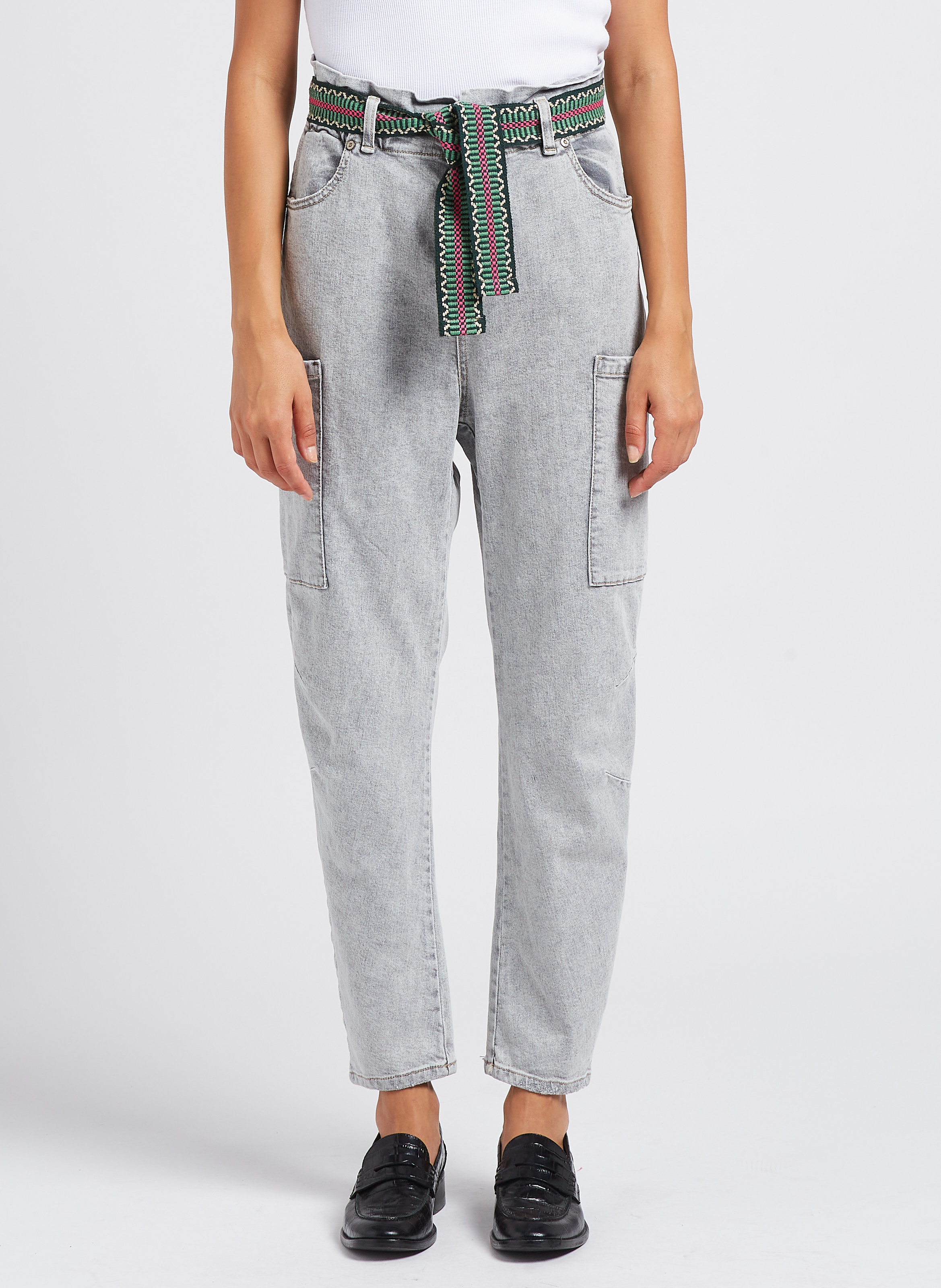 Jean droit taille haute PLEASE Gris