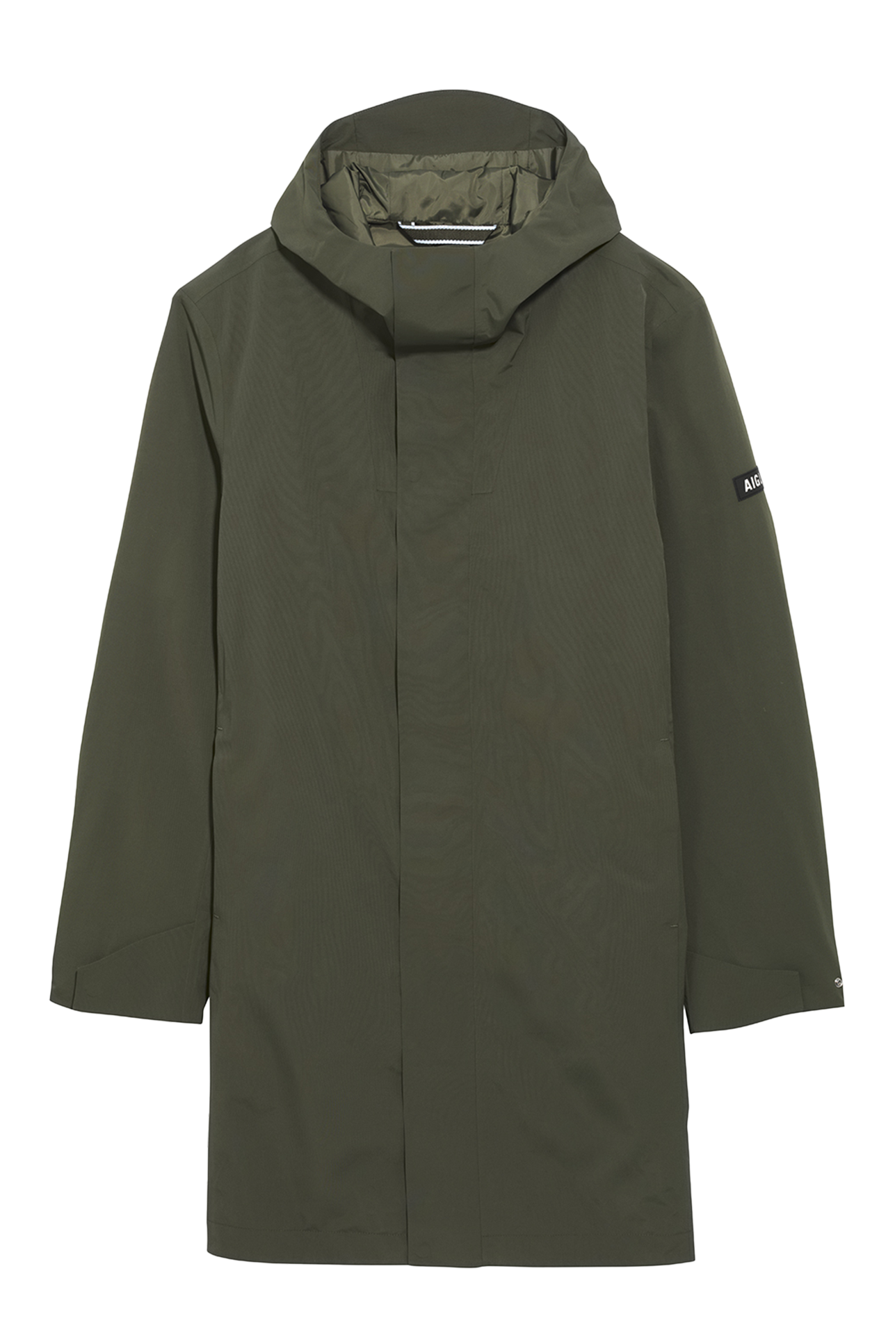 Hooded straight-cut parka in a solid color AIGLE Khaki