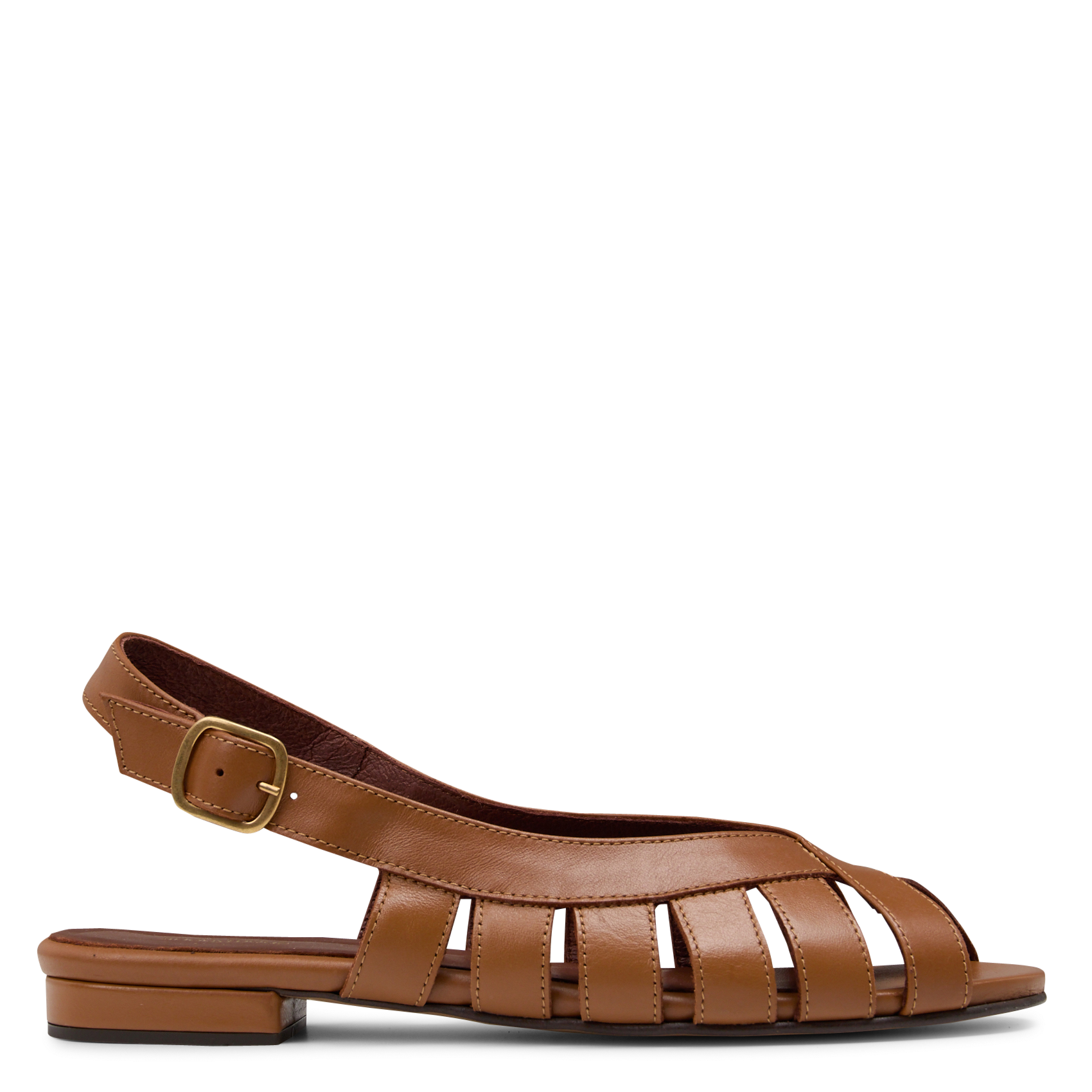 Platte, open sandalen van leer ANONYMOUS COPENHAGEN Bruin