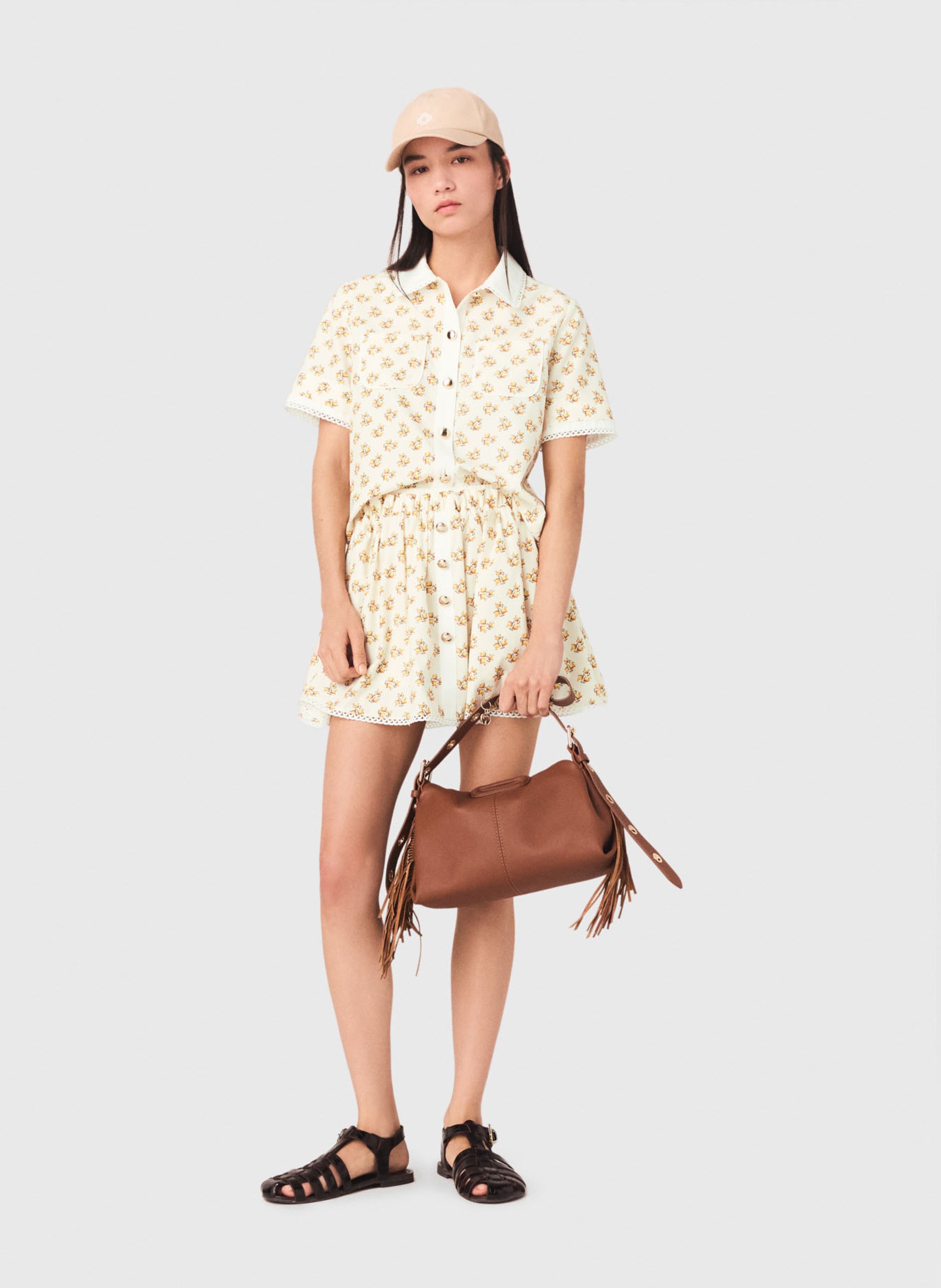 Recht overhemd met klassieke kraag en print MAJE Geel