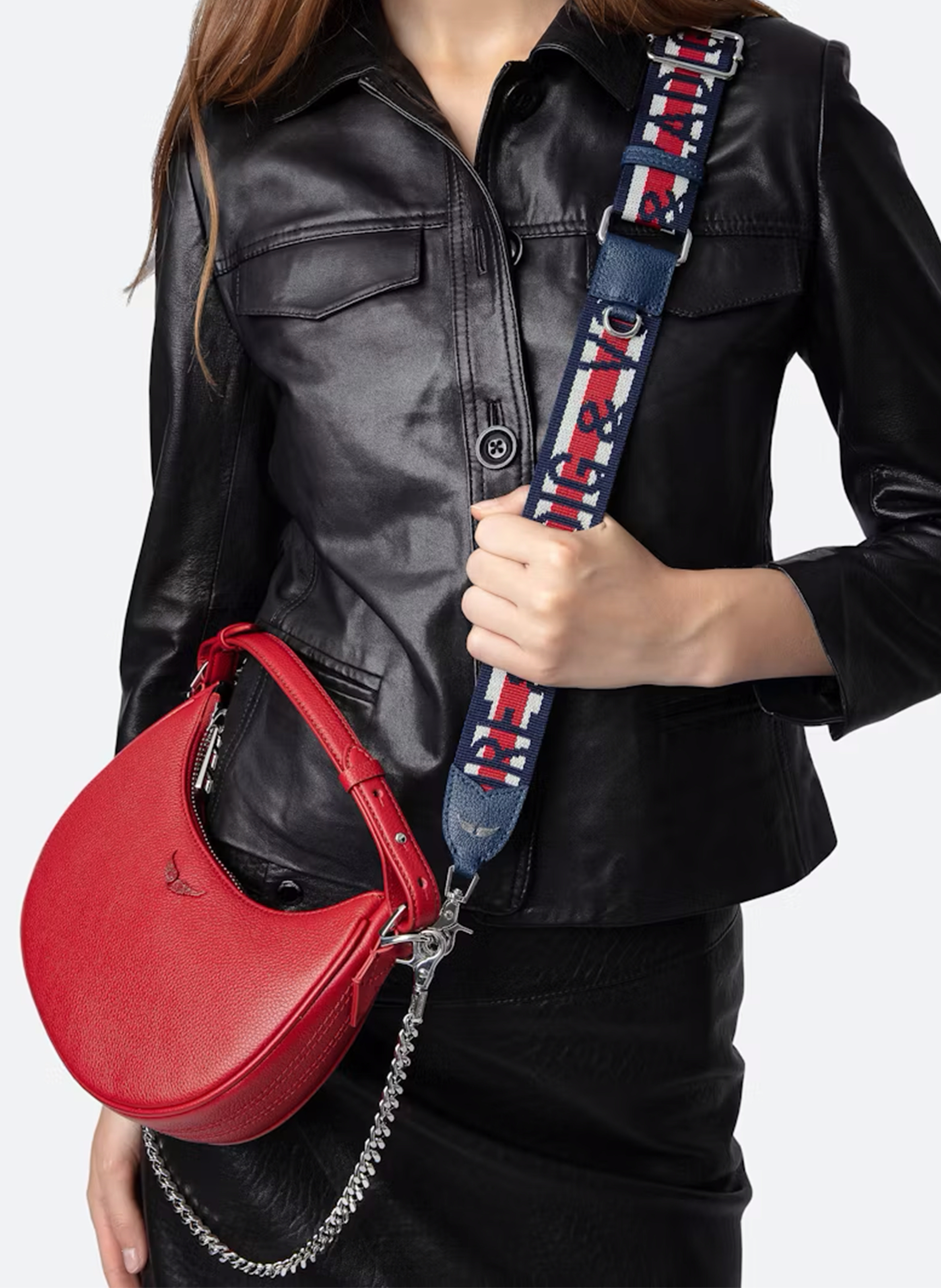 Adjustable leather shoulder strap ZADIG&VOLTAIRE Red