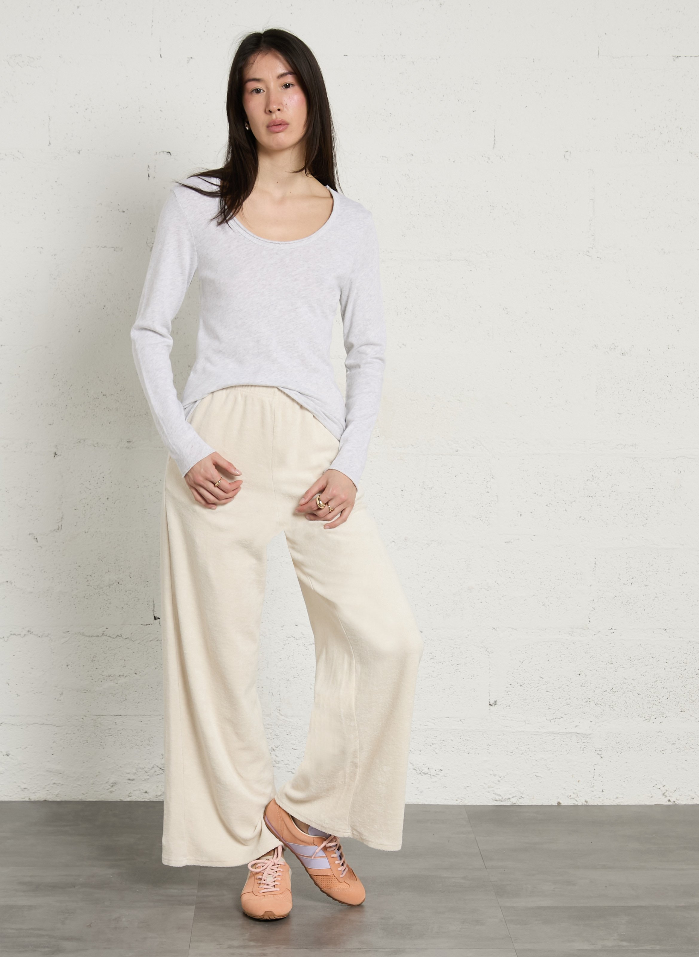 Wide-leg velvet track pants AMERICAN VINTAGE Beige