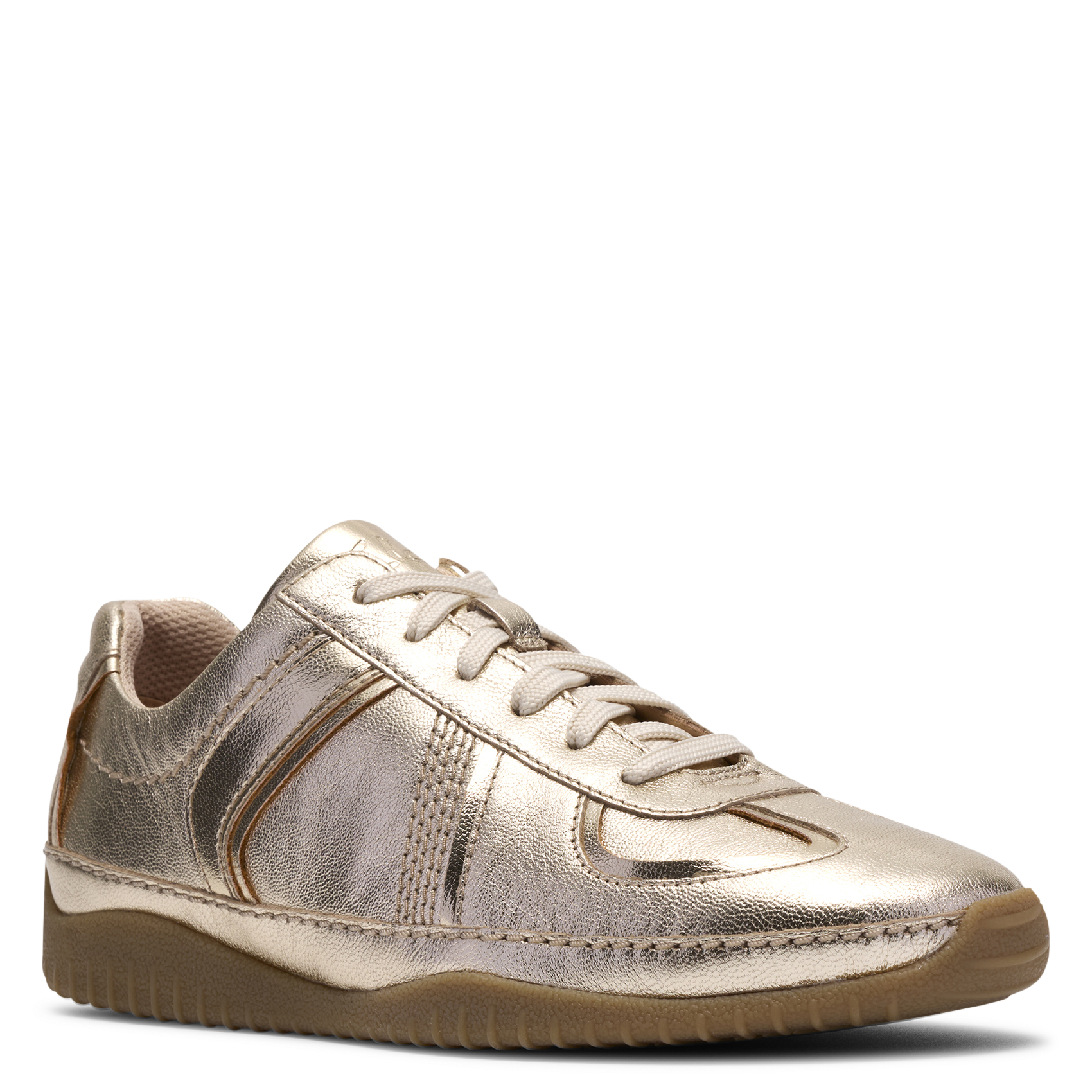 Low metallic leather trainers CLARKS Golden