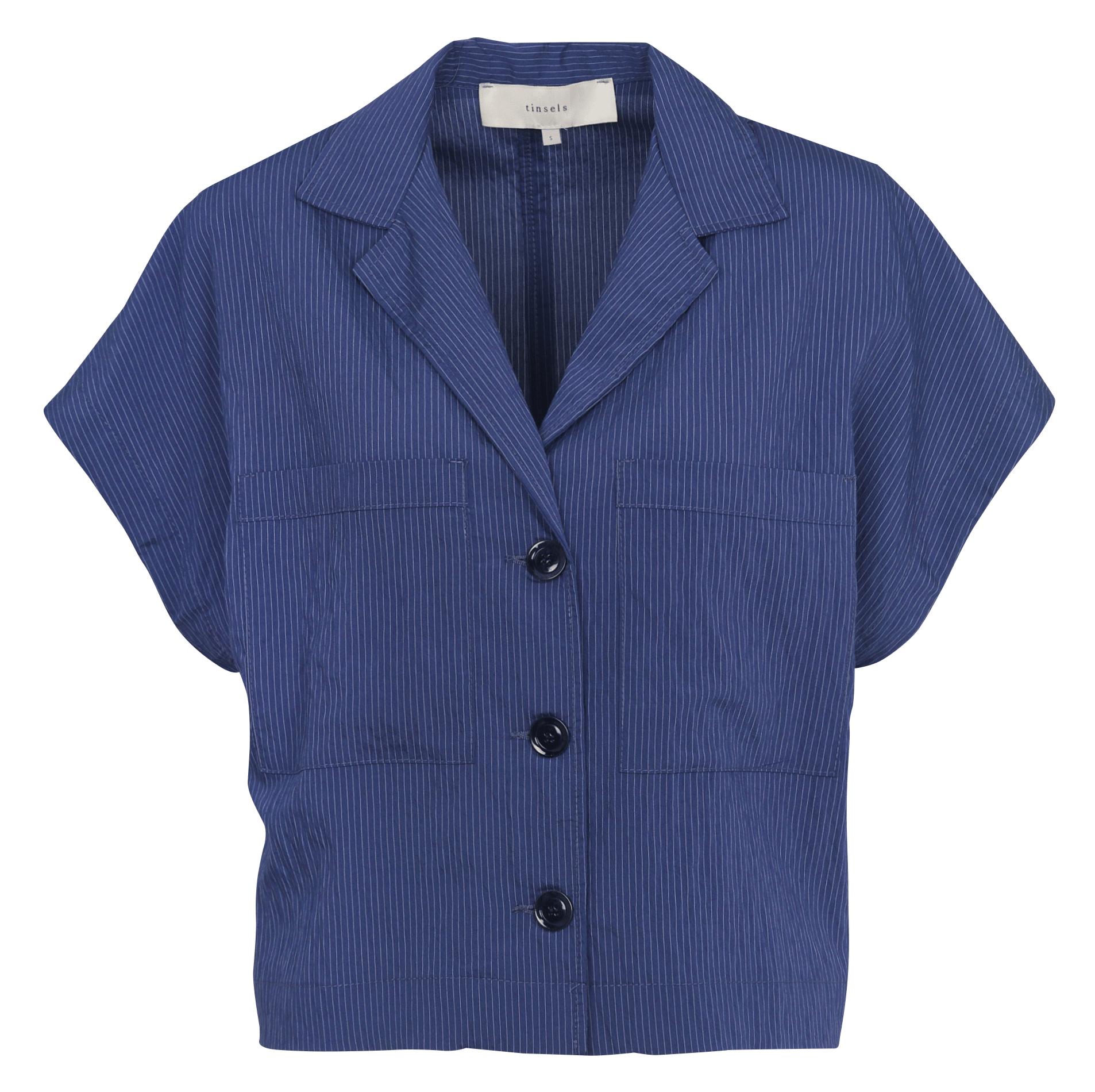 Chemise courte manches courtes rayée TINSELS Bleu