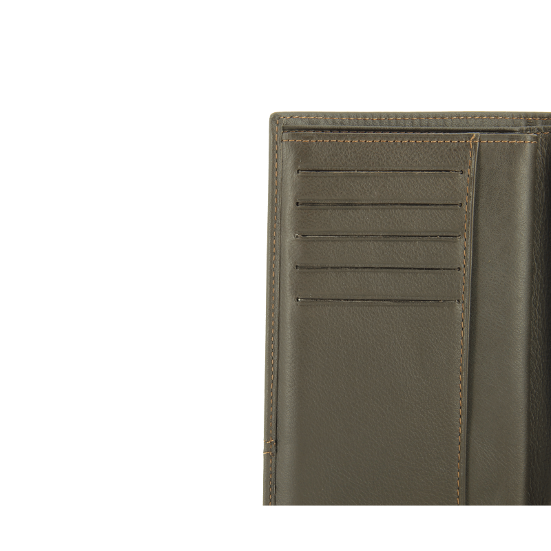 Calfskin leather credit-card holder POURCHET Brown