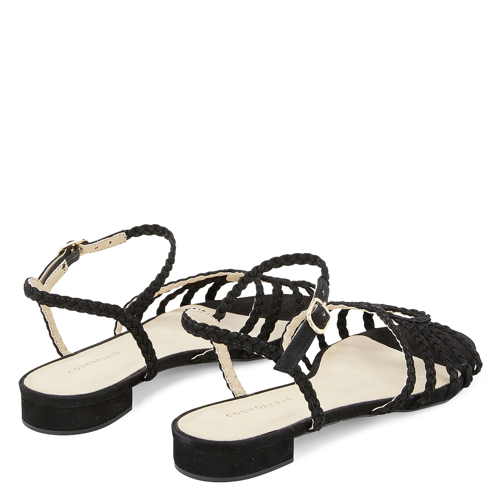 Braided leather sandals COSMOPARIS Black