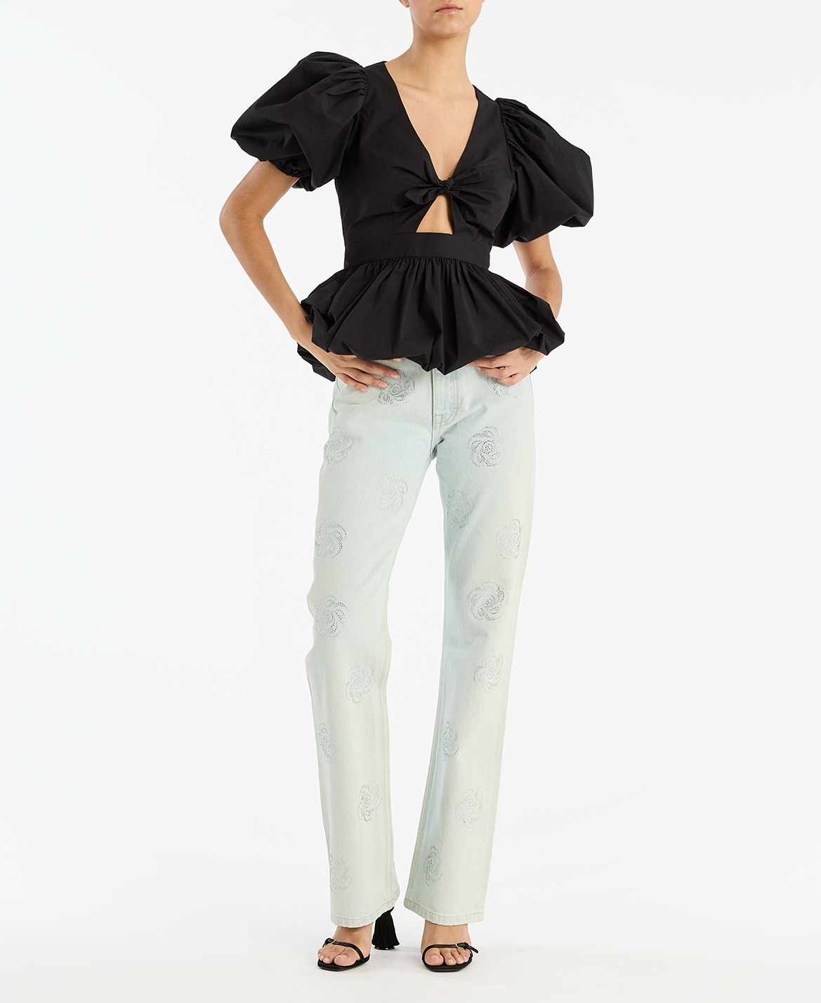 Csally - Gerade geschnittene Baumwollhose ROTATE Blau