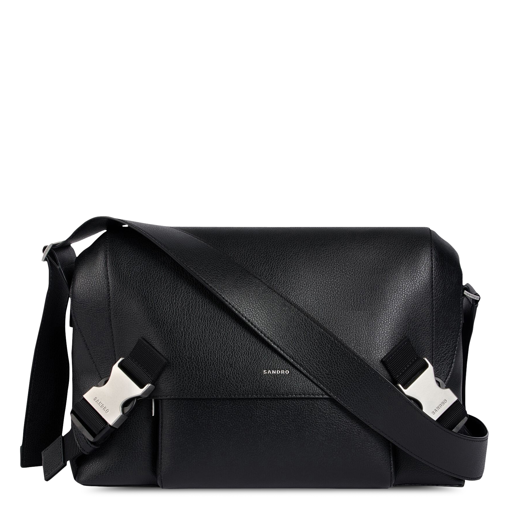 Sac bandoulière à rabat uni SANDRO Noir