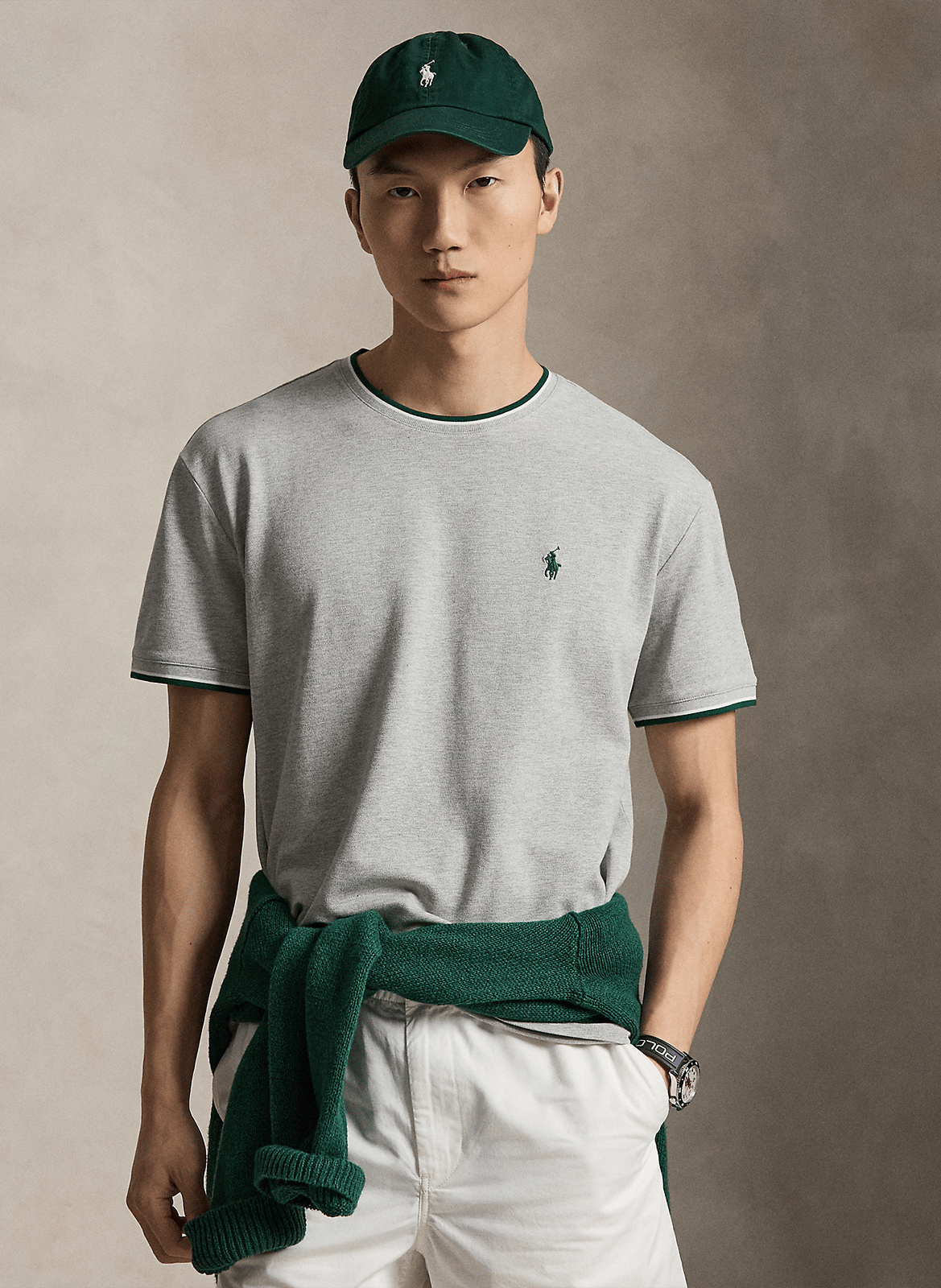 T-shirt dritta scollo tondo in misto cotone POLO RALPH LAUREN