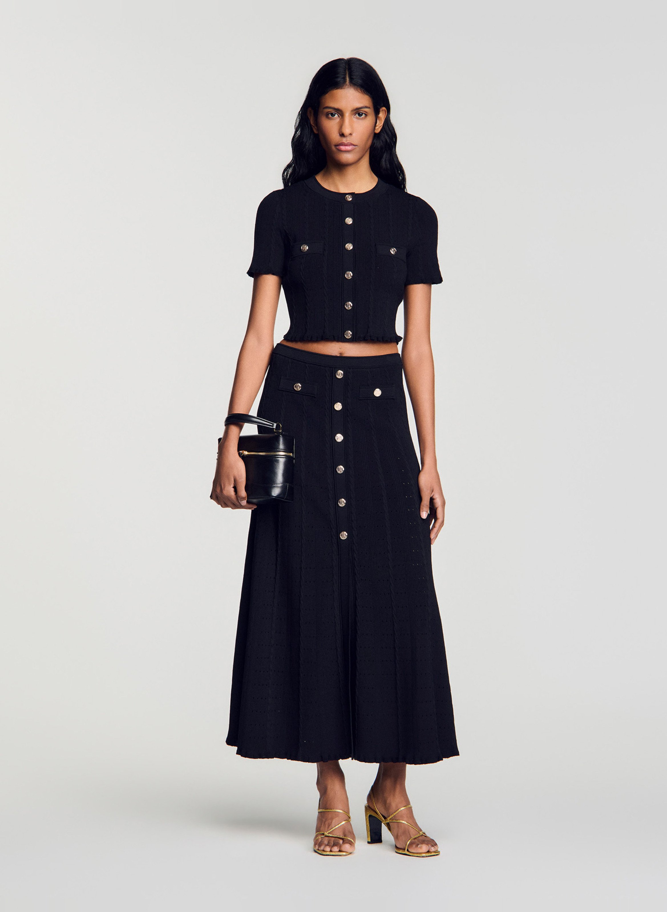 Jupe midi  SANDRO Noir