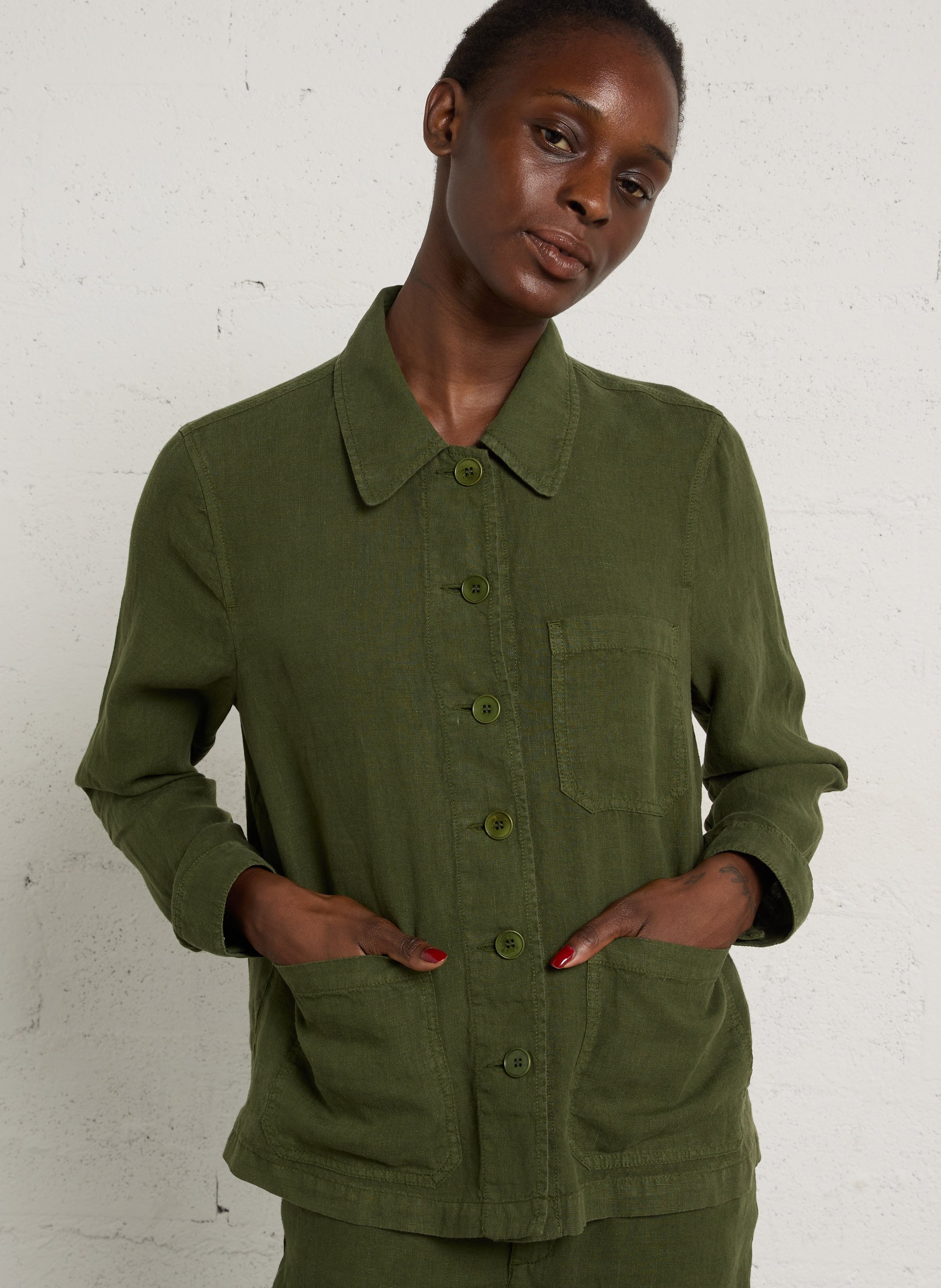 Veste droite col classique en lin BENSIMON