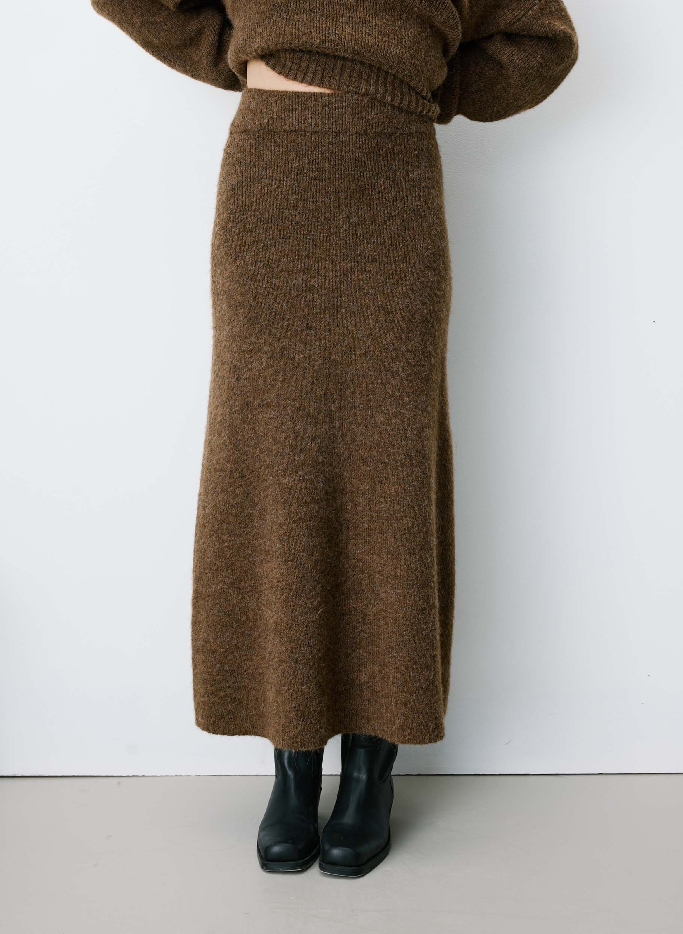 Flared knit maxi skirt GRACE ET MILA Brown