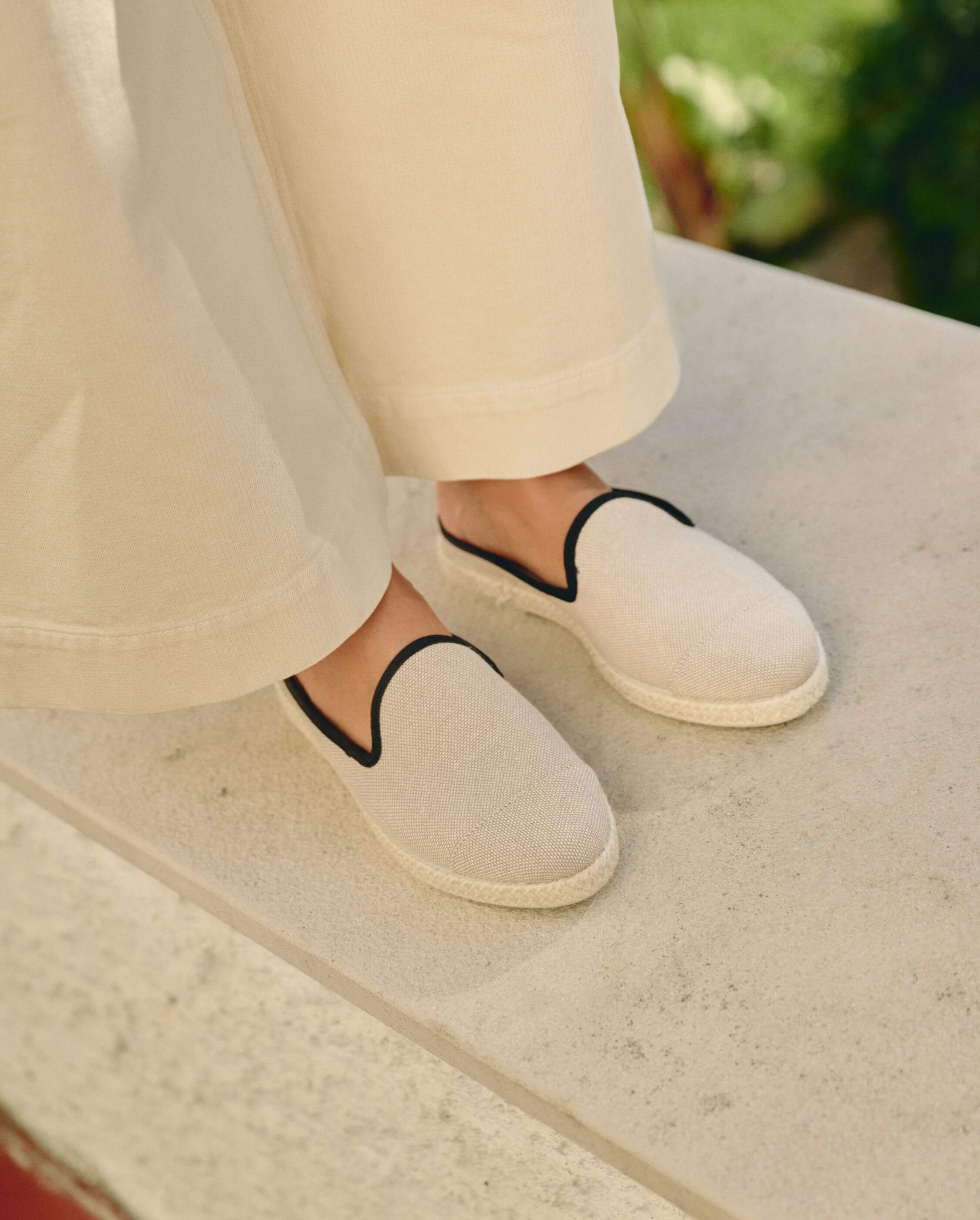 Women's mule, beige black cotton ANGARDE Beige