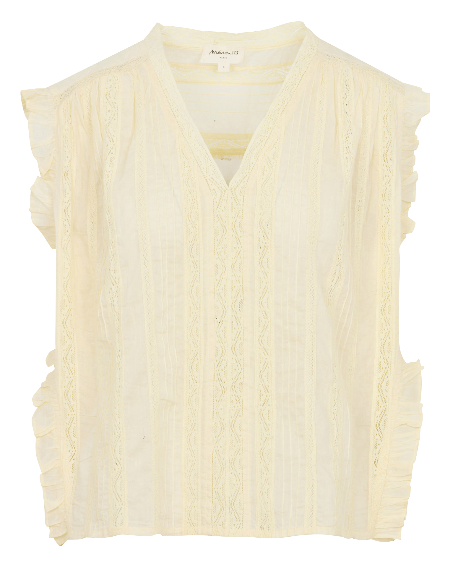 V-neck cotton top MAISON 123 Beige