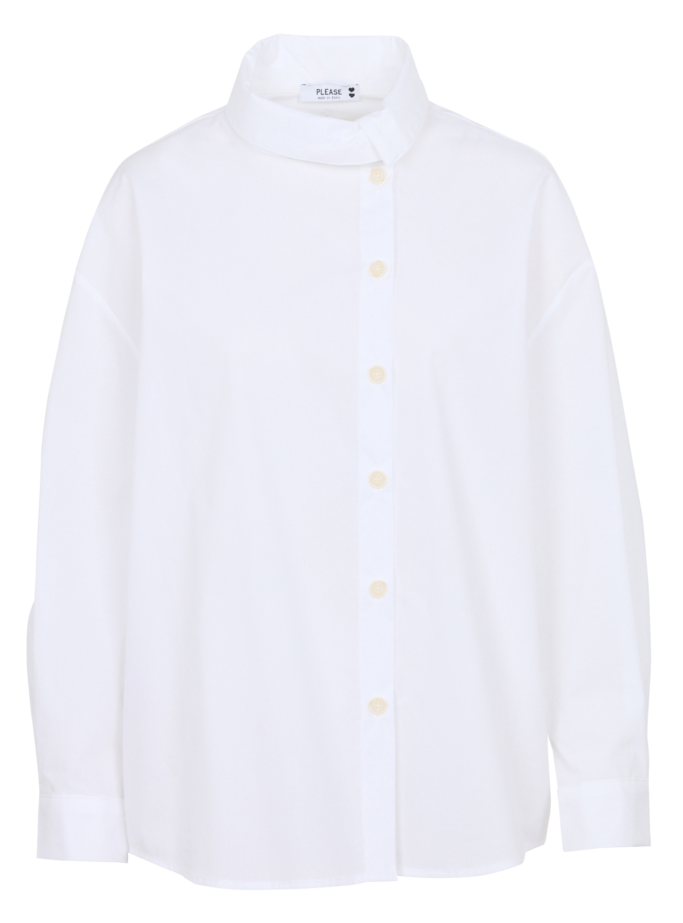 Straight long-sleeved shirt PLEASE White