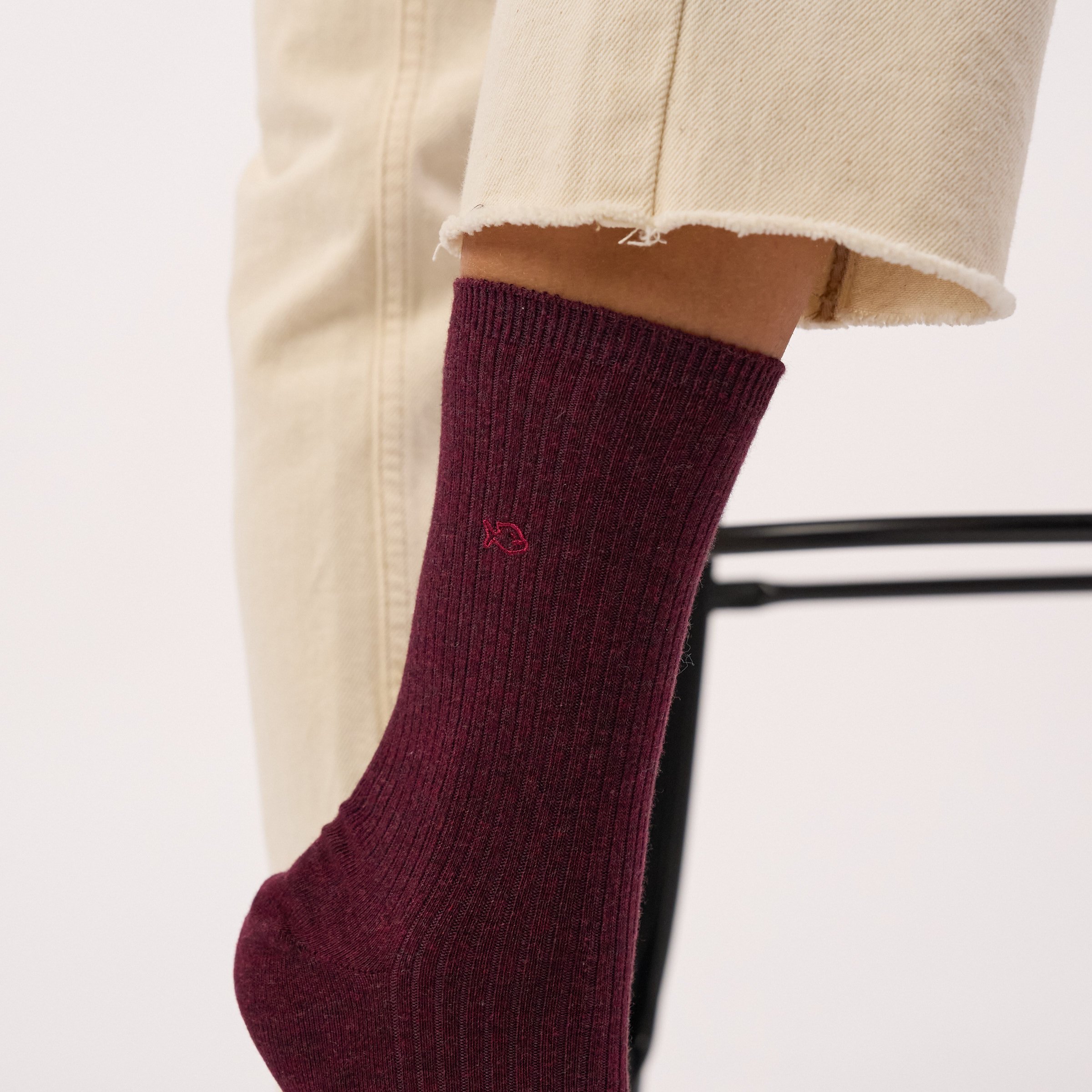 Ribbed Solid Combed Cotton Socks BILLYBELT Red