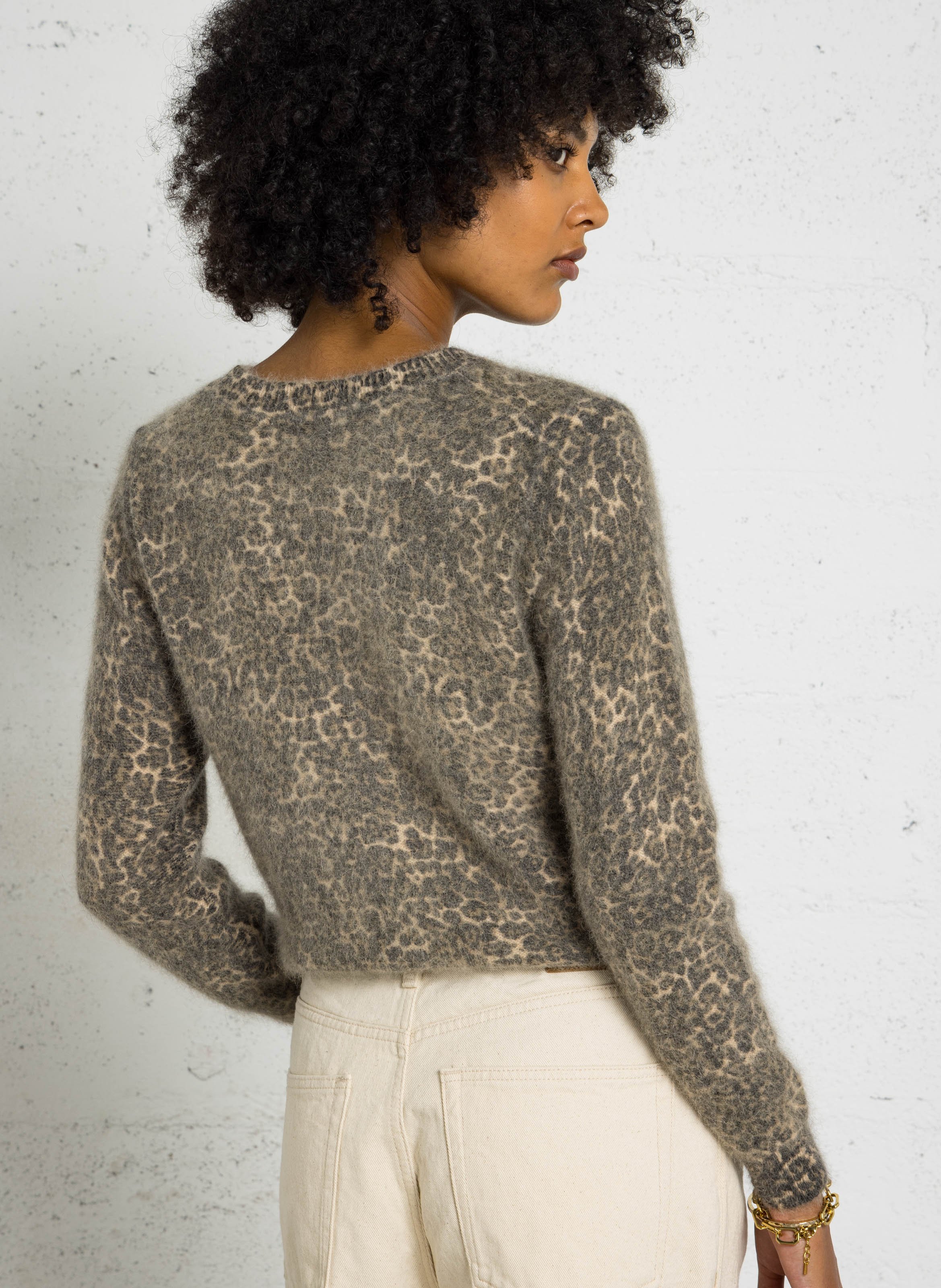Pull droit col rond en laine imprimée BELLEROSE Multicolore