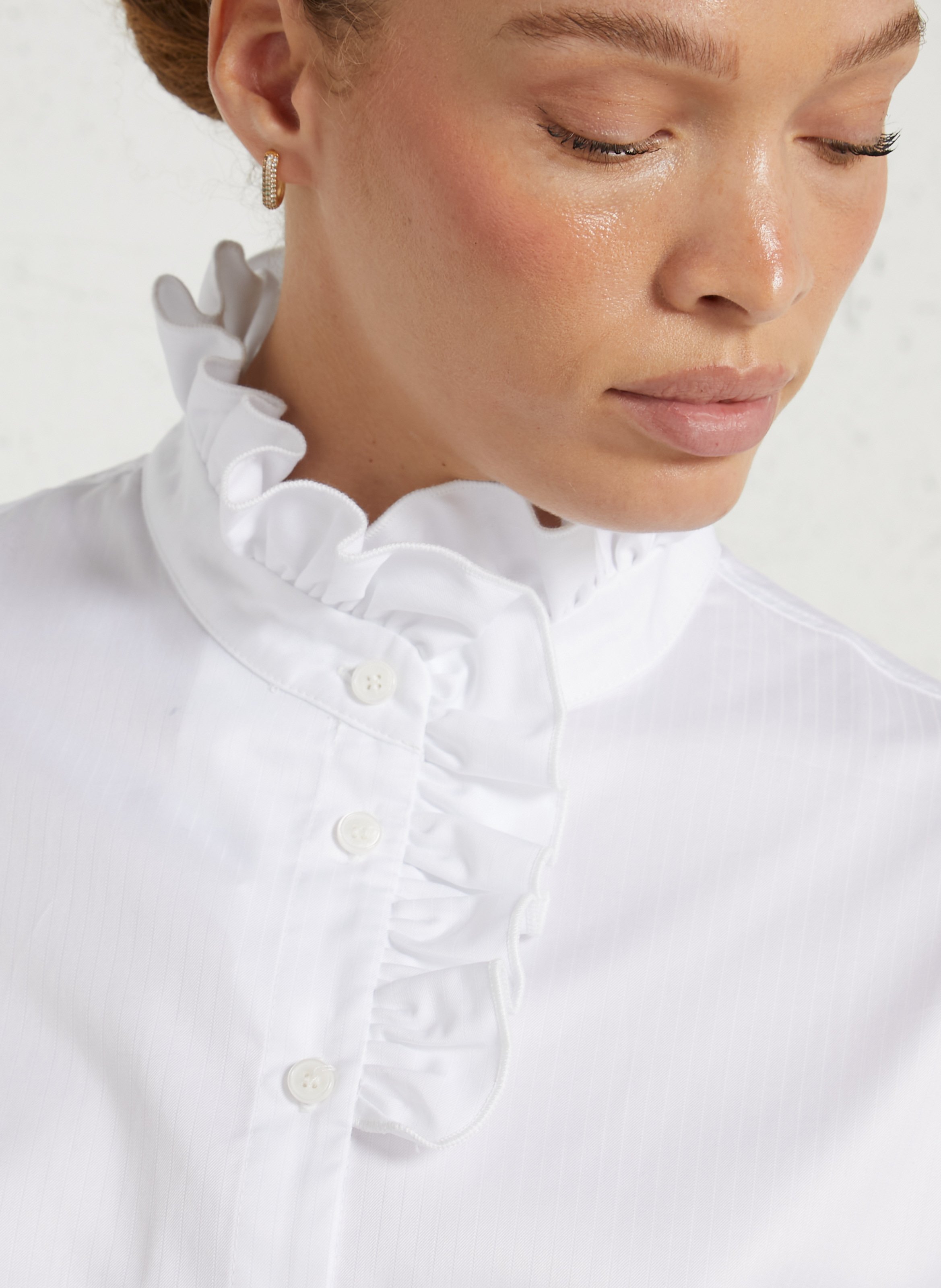 Cotton victorian collar straight top SUZIE WINKLE White