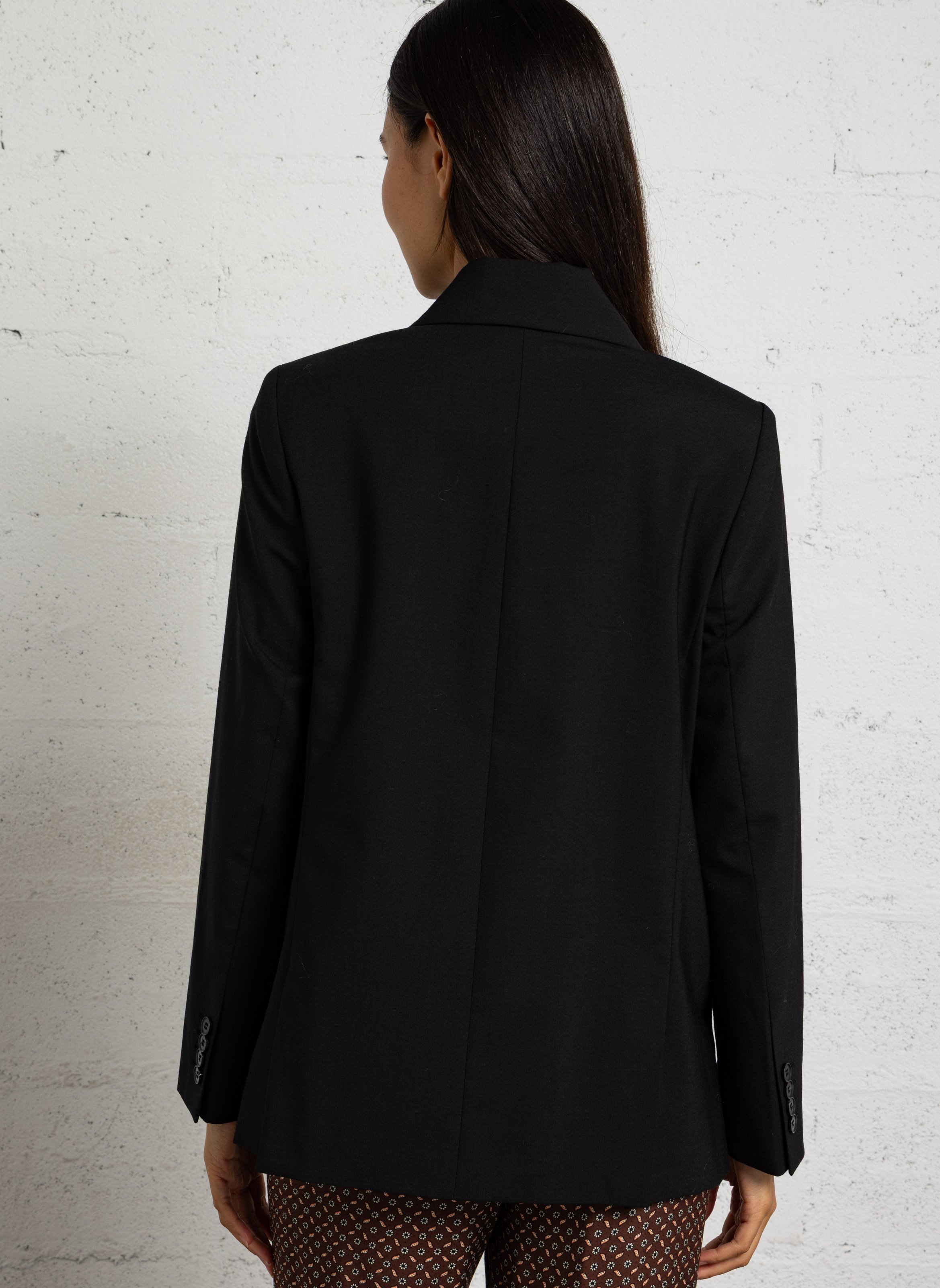 Veste blazer droit en laine mélangée DES PETITS HAUTS Noir