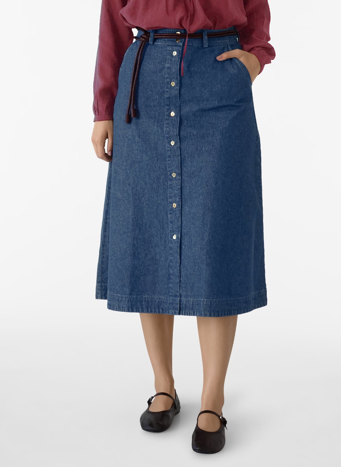 Hohe Taille ausgestellter Jeansrock VILA Blau