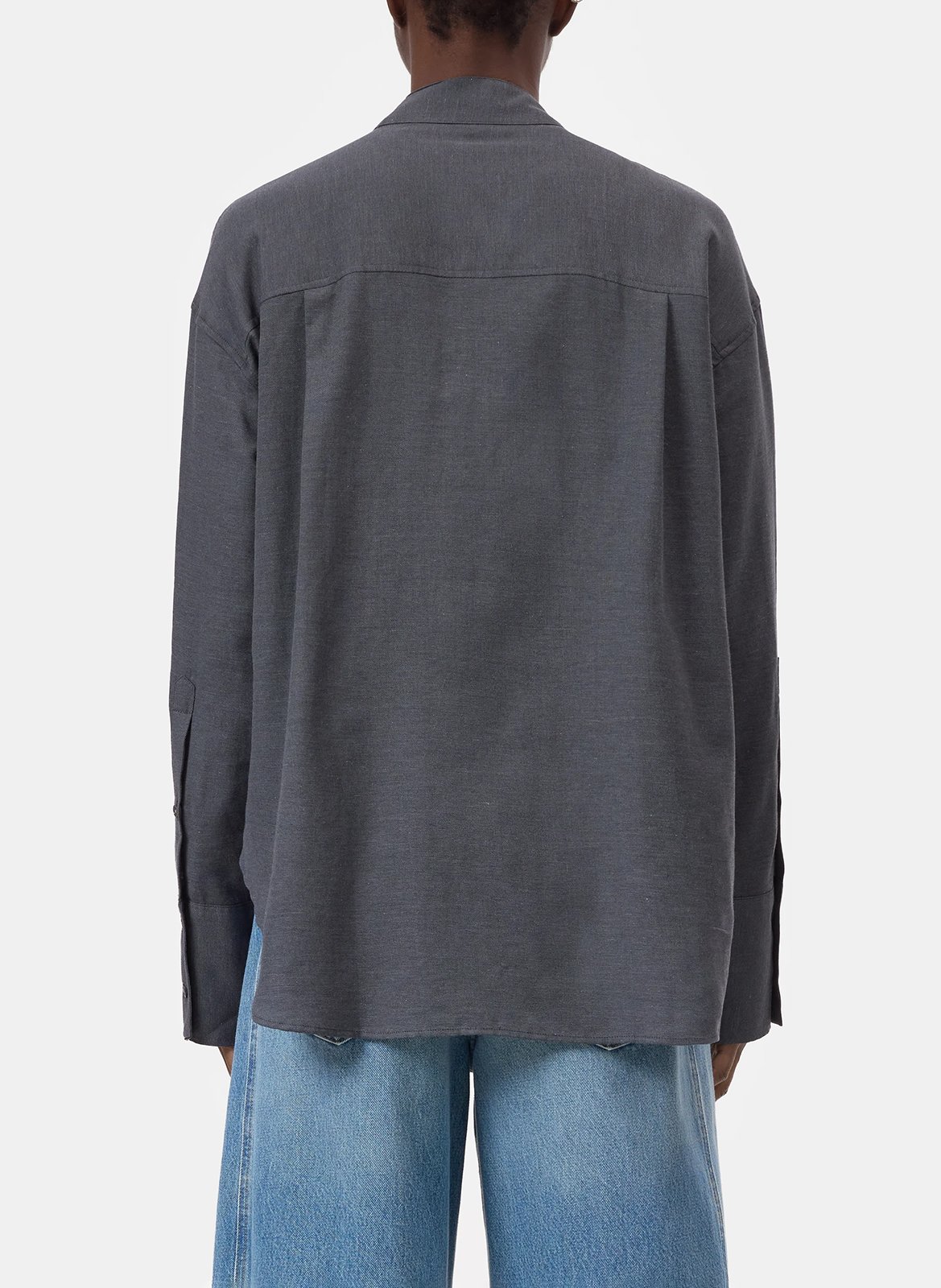 Straight blouse with lavallière collar in cotton and cashmere CLOSED Grey