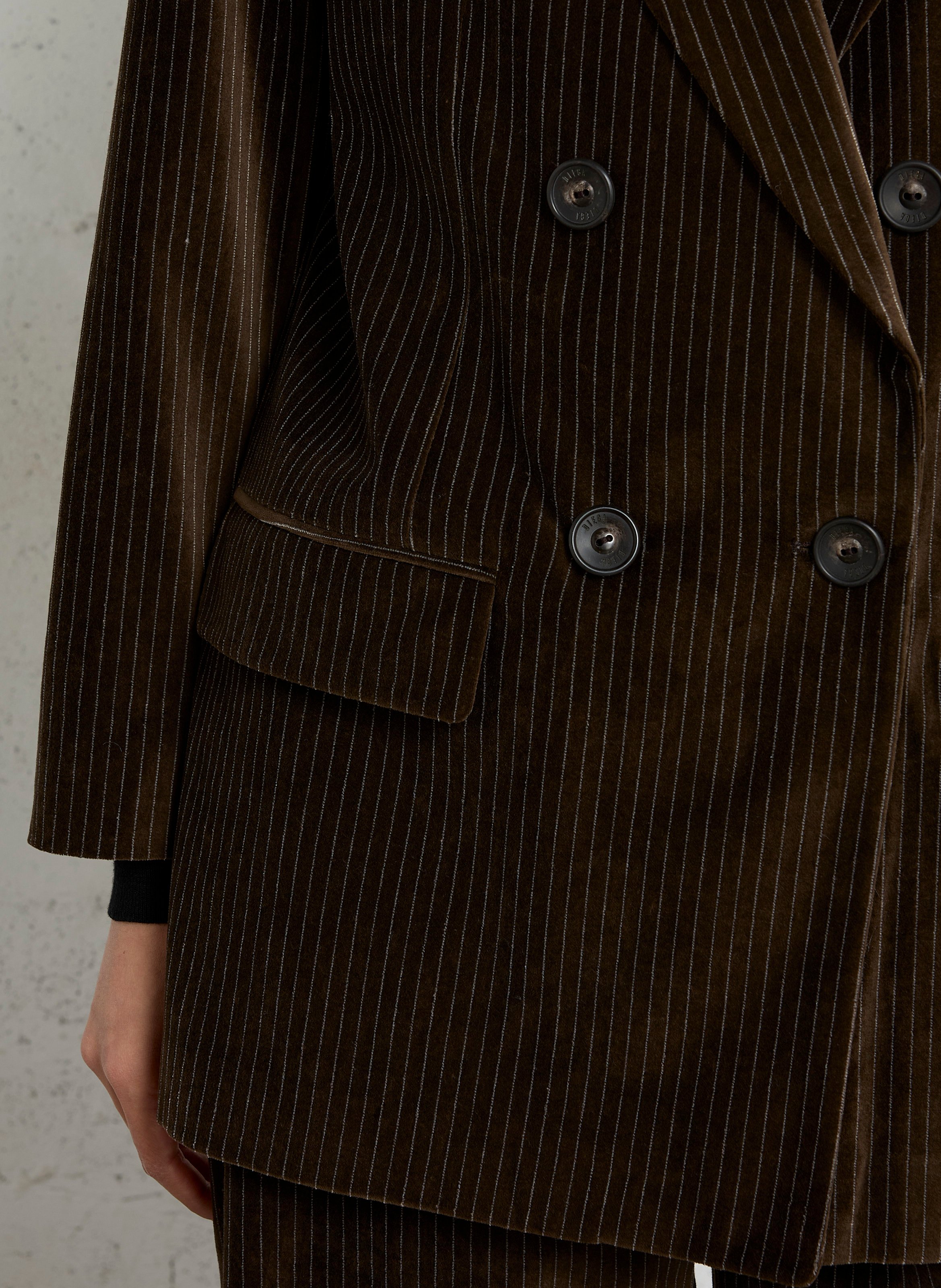 Striped cotton-blend straight-cut jacket with tailored collar DIEGA Brown