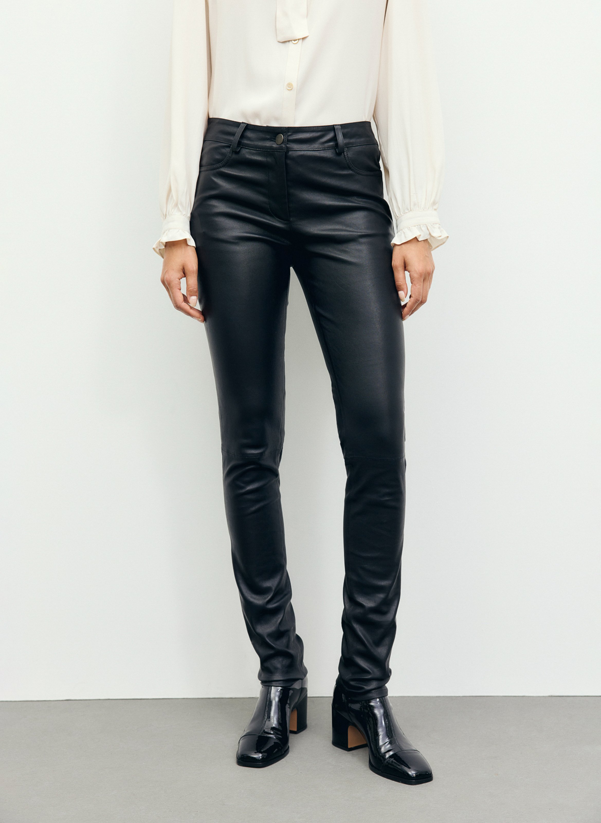Slimfit-Lederhose mit hohem Bund GERARD DAREL Schwarz