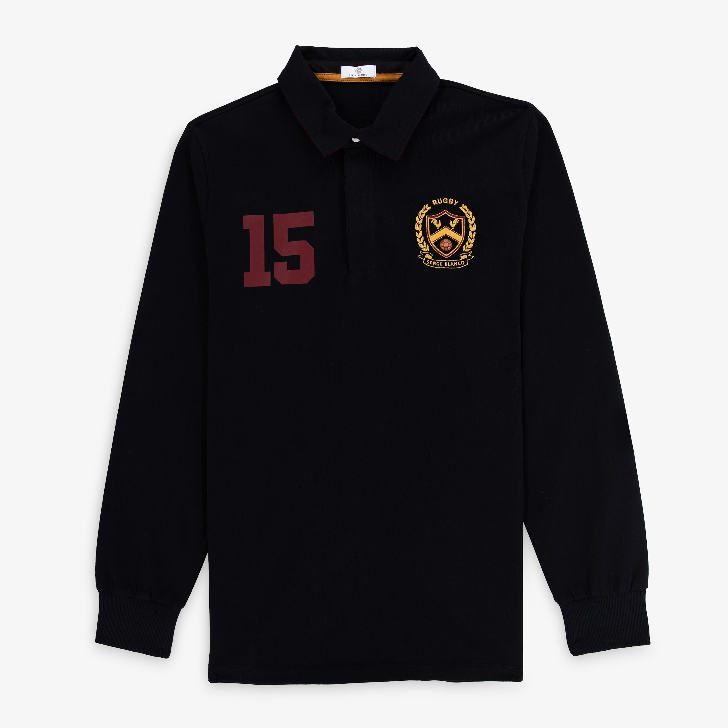 Long-sleeved cotton rugby shirt SERGE BLANCO Black