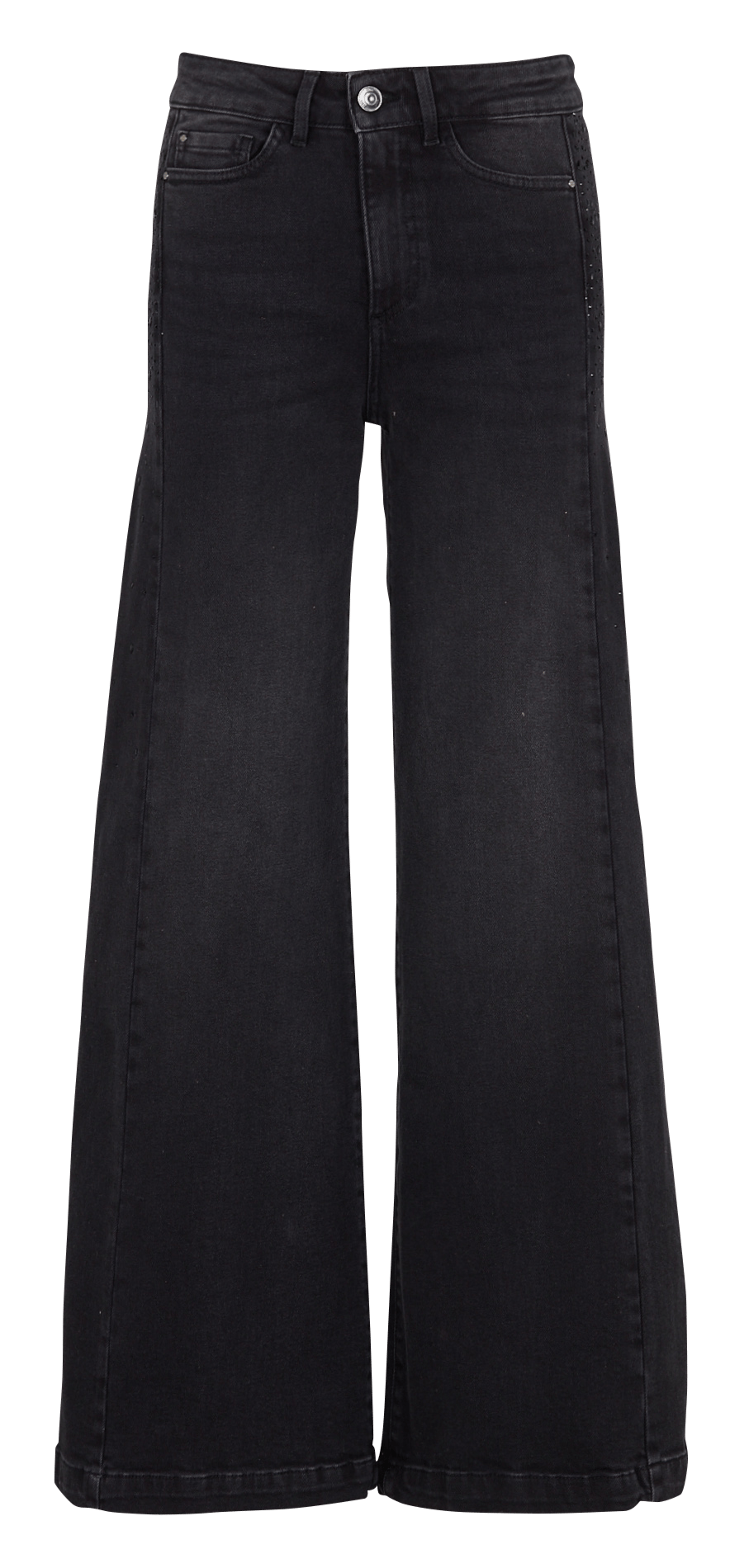 Straight-leg trousers in a cotton blend with rhinestones MAISON 123 Black