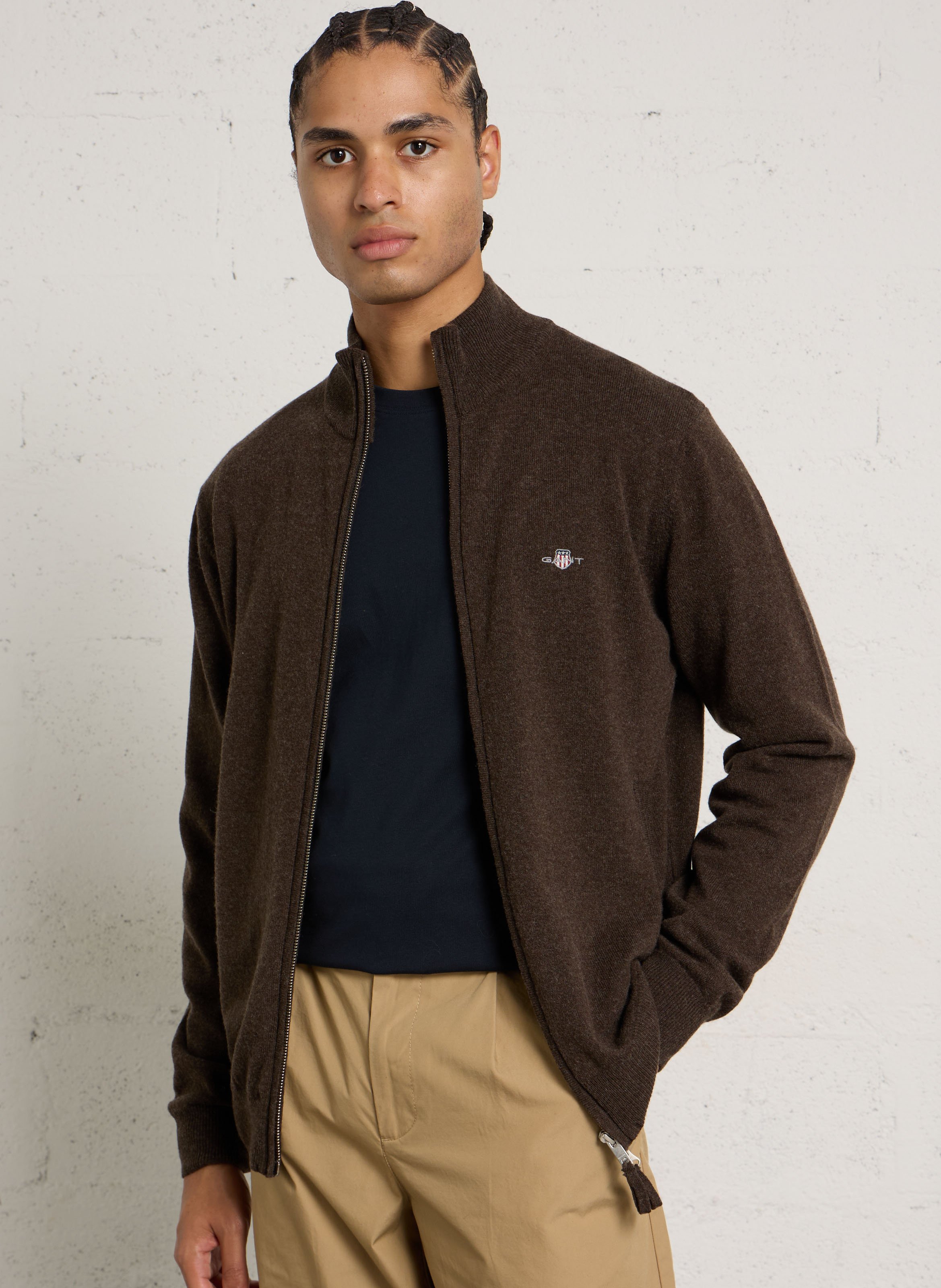 Strickjacke aus Wolle mit Stehkragen GANT