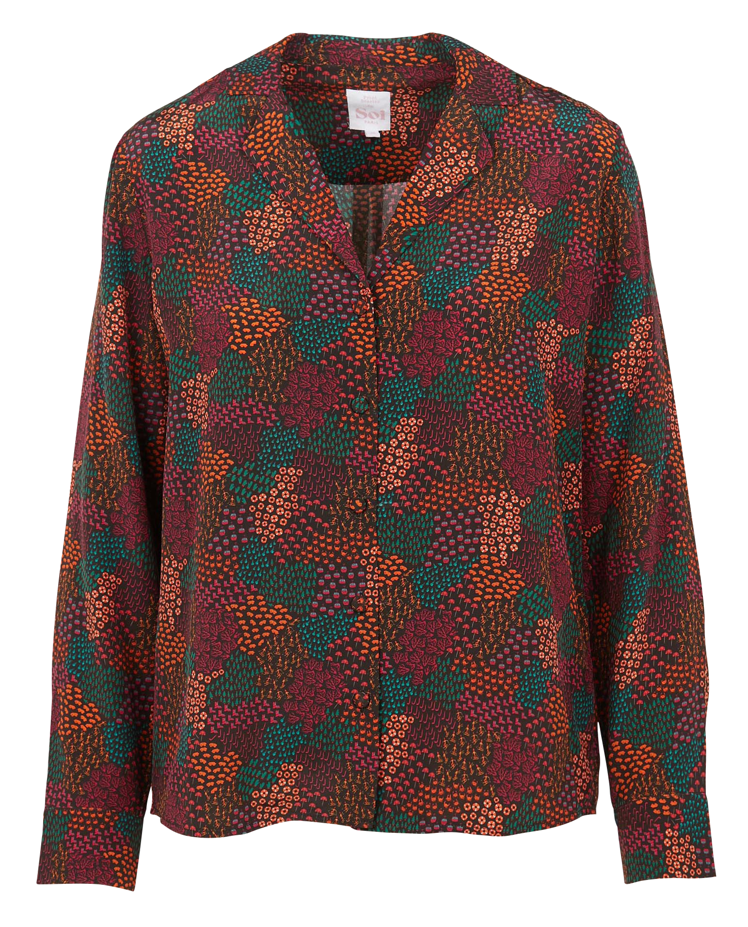 Chemise imprimée en soie SOI PARIS Marron