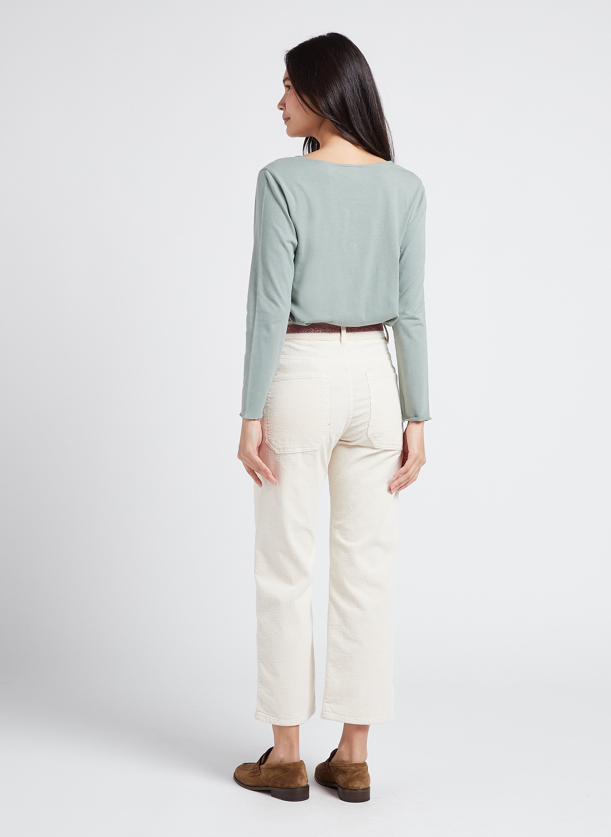 Wide-leg cotton pants with high waist ACQUAVERDE White