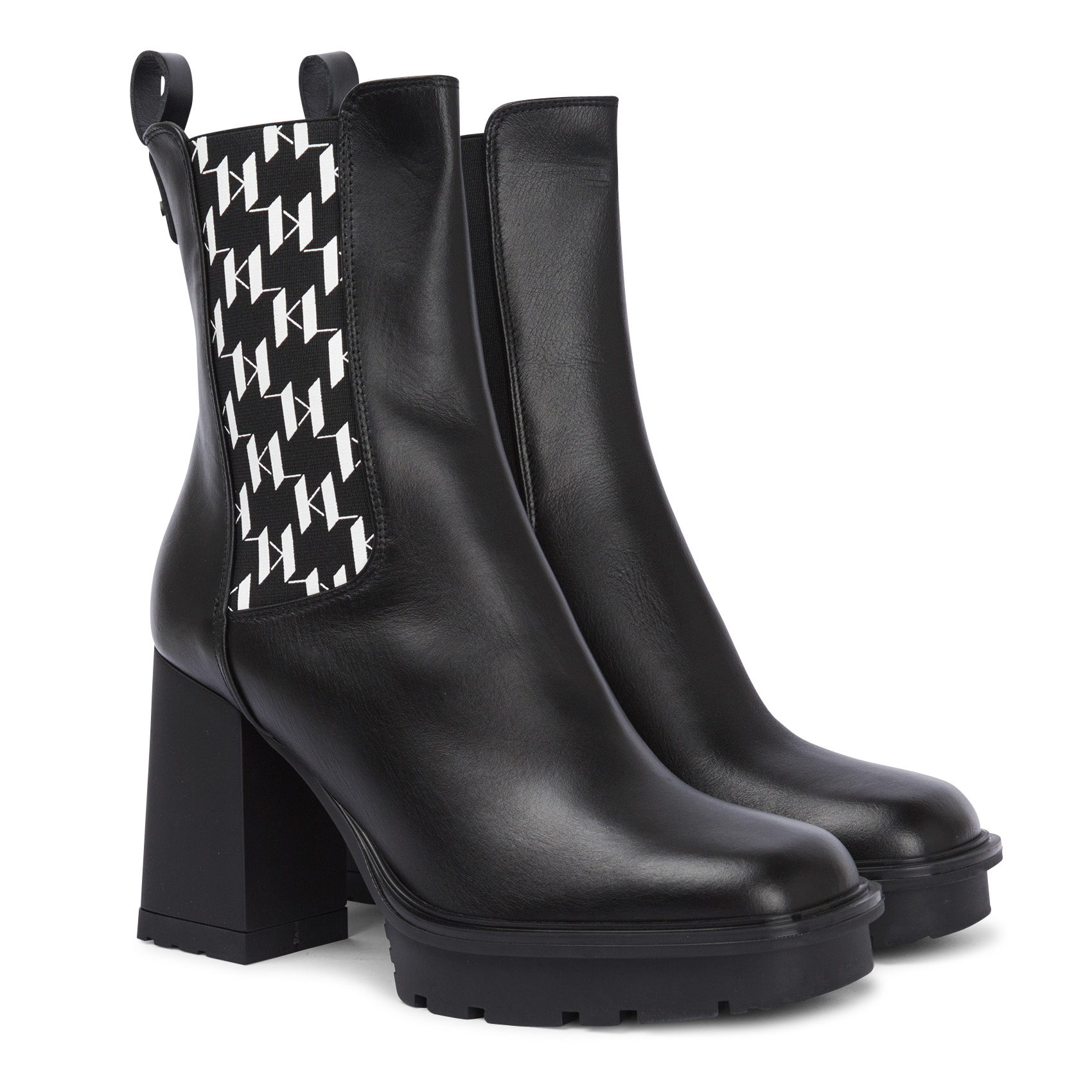Heeled leather mid-calf boots KARL LAGERFELD Black